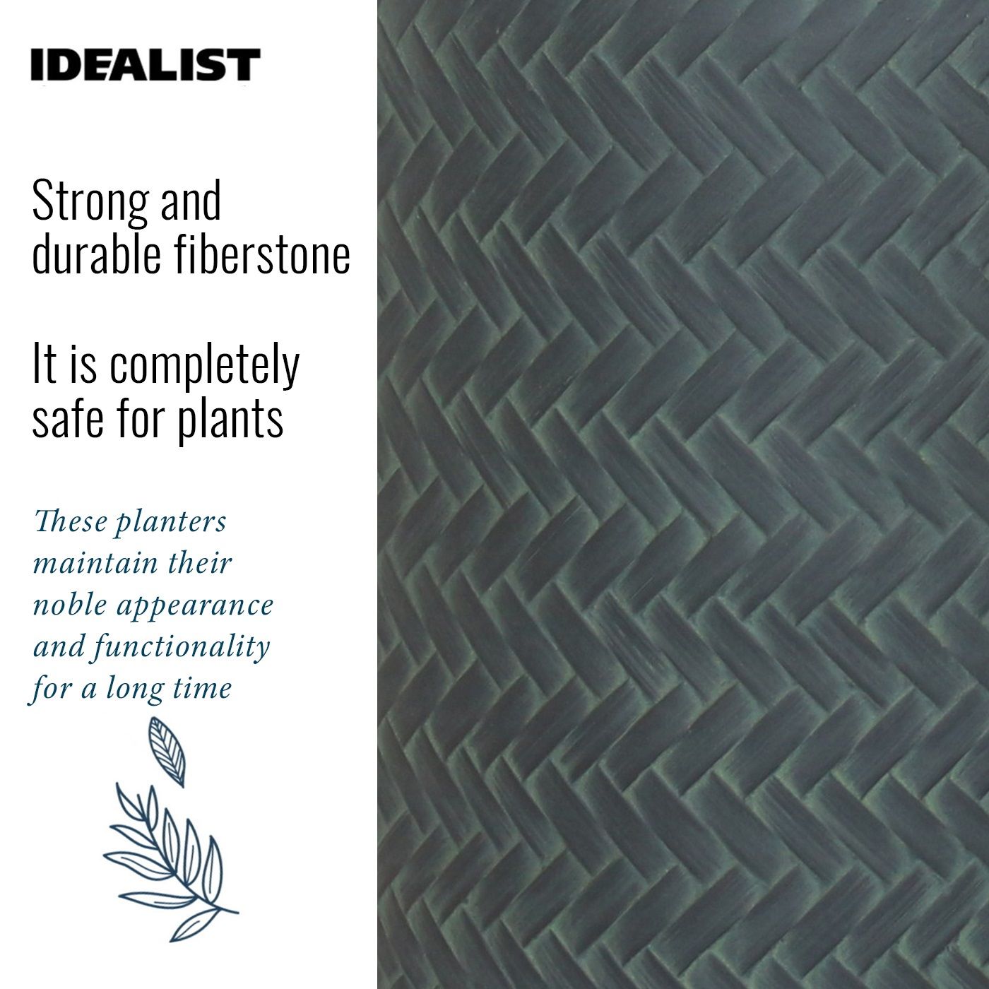 IDEALIST Lite Plaited Style Bowl Planter on Legs, Round Pot Plant Stand Indoor