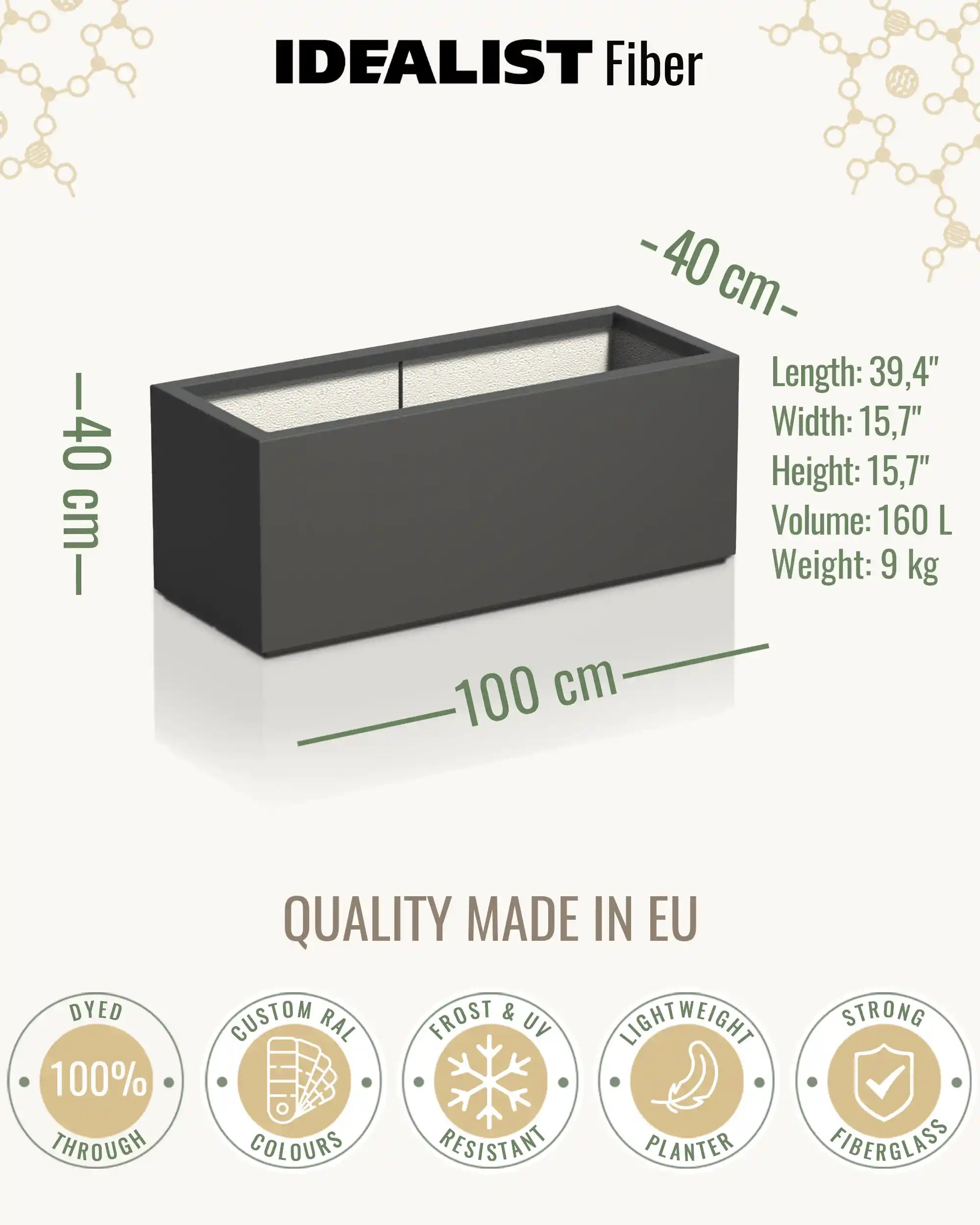 AXIS Trough Outdoor Fiberglass Planter