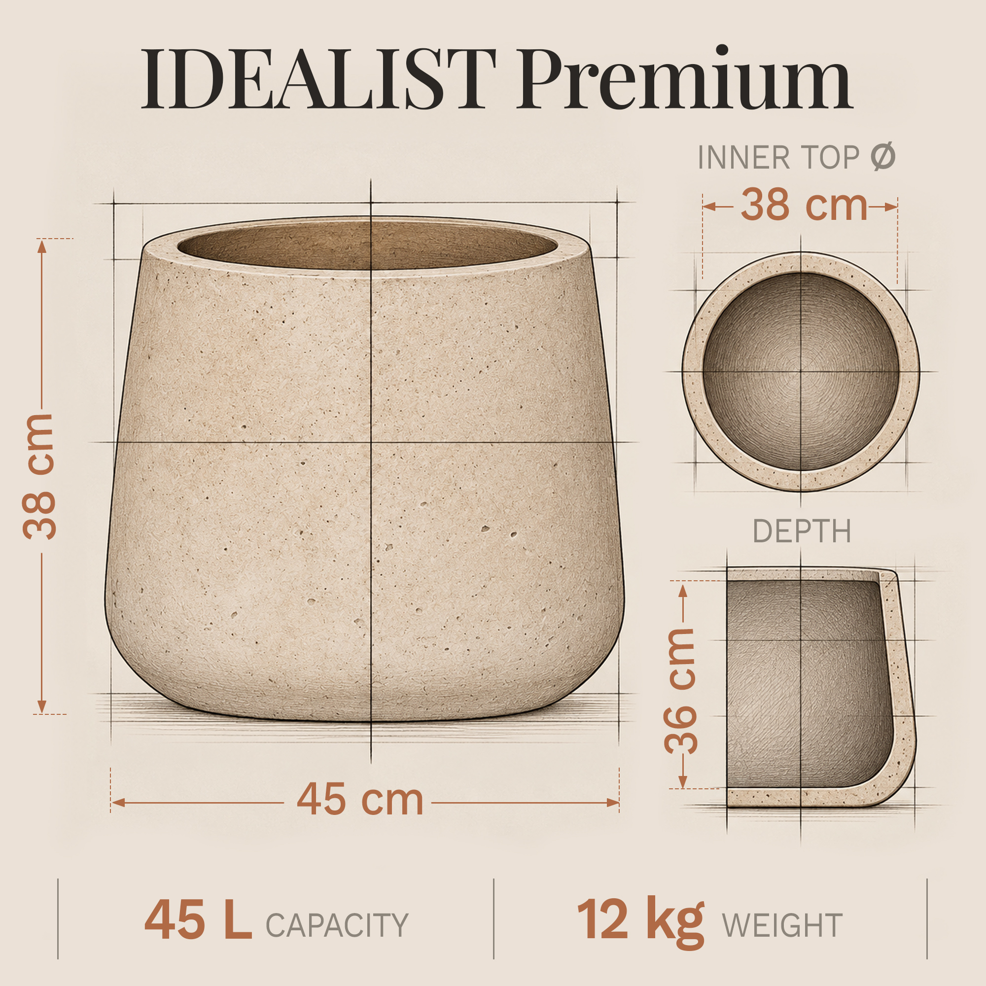 Rough Fibreclay Planter | Indoor and Outdoor Plant Pot
