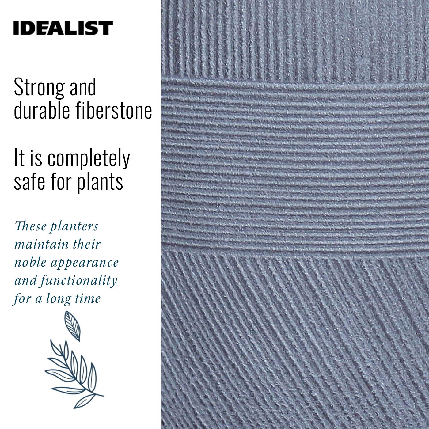 IDEALIST Lite Striped Tray Round Planter on Legs, Round Pot Plant Stand Indoor