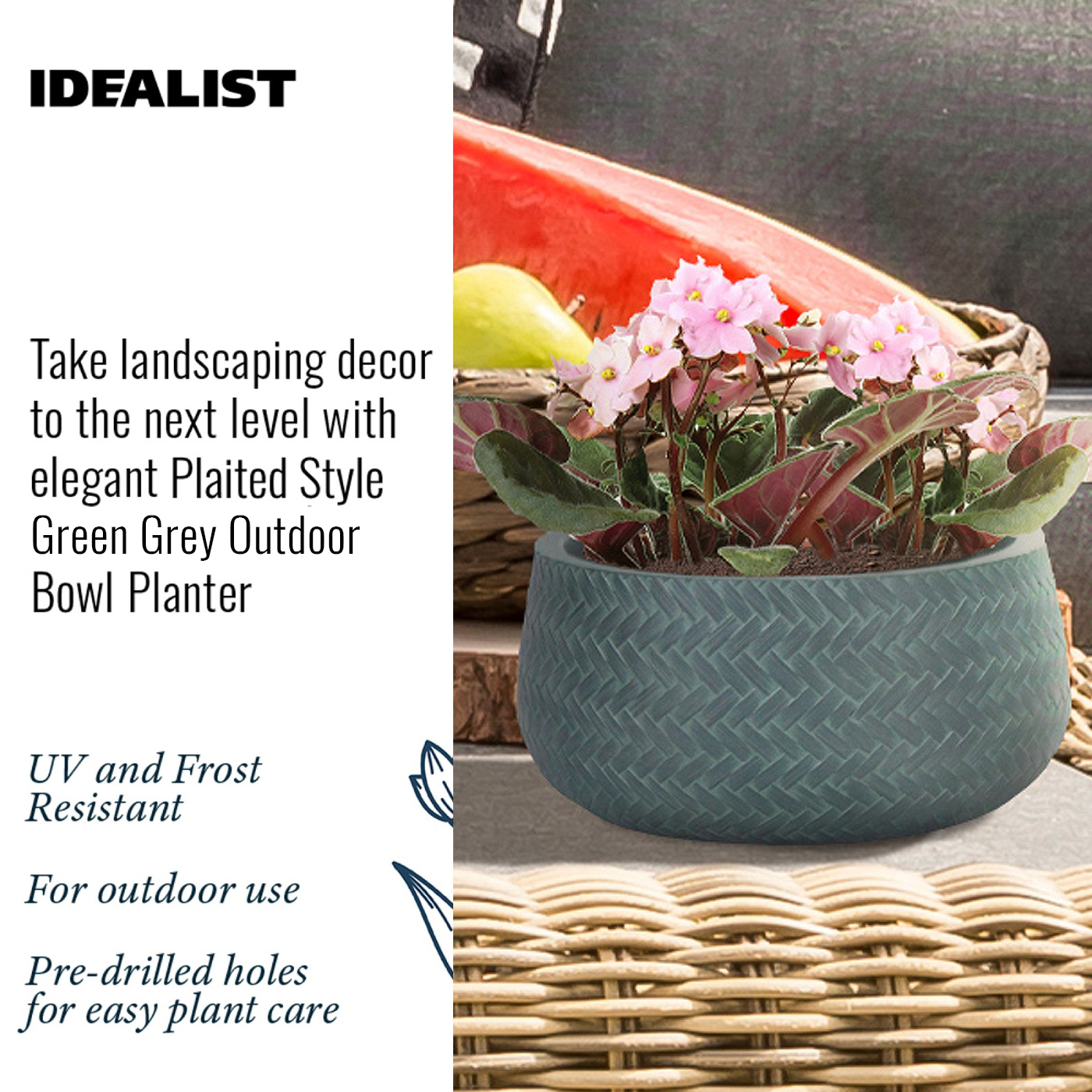 IDEALIST Lite Plaited Style Bowl Outdoor Planter