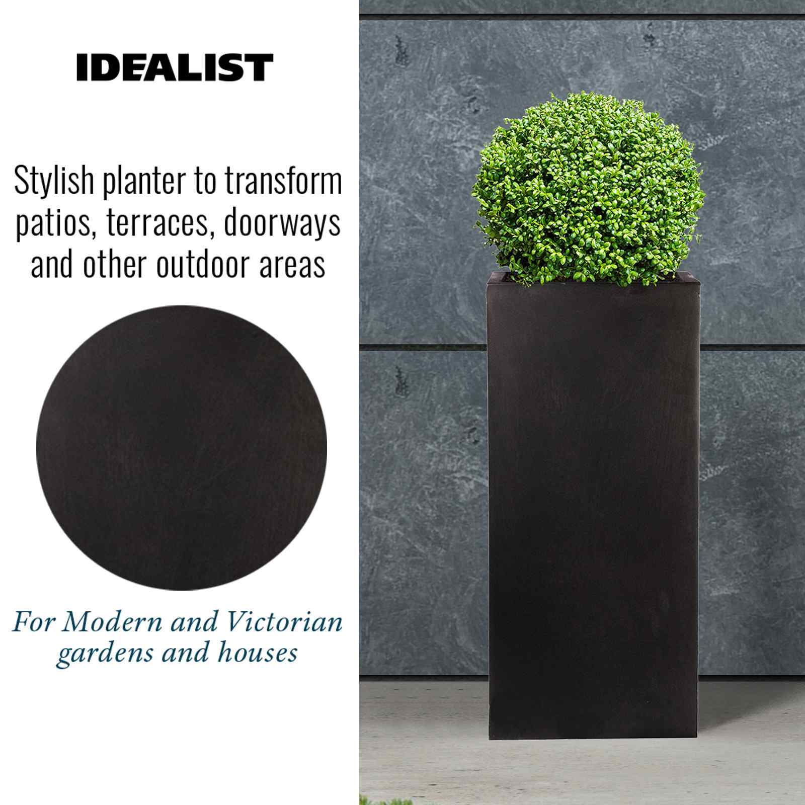 IDEALIST Lite Tall Square Contemporary Light Concrete Planter