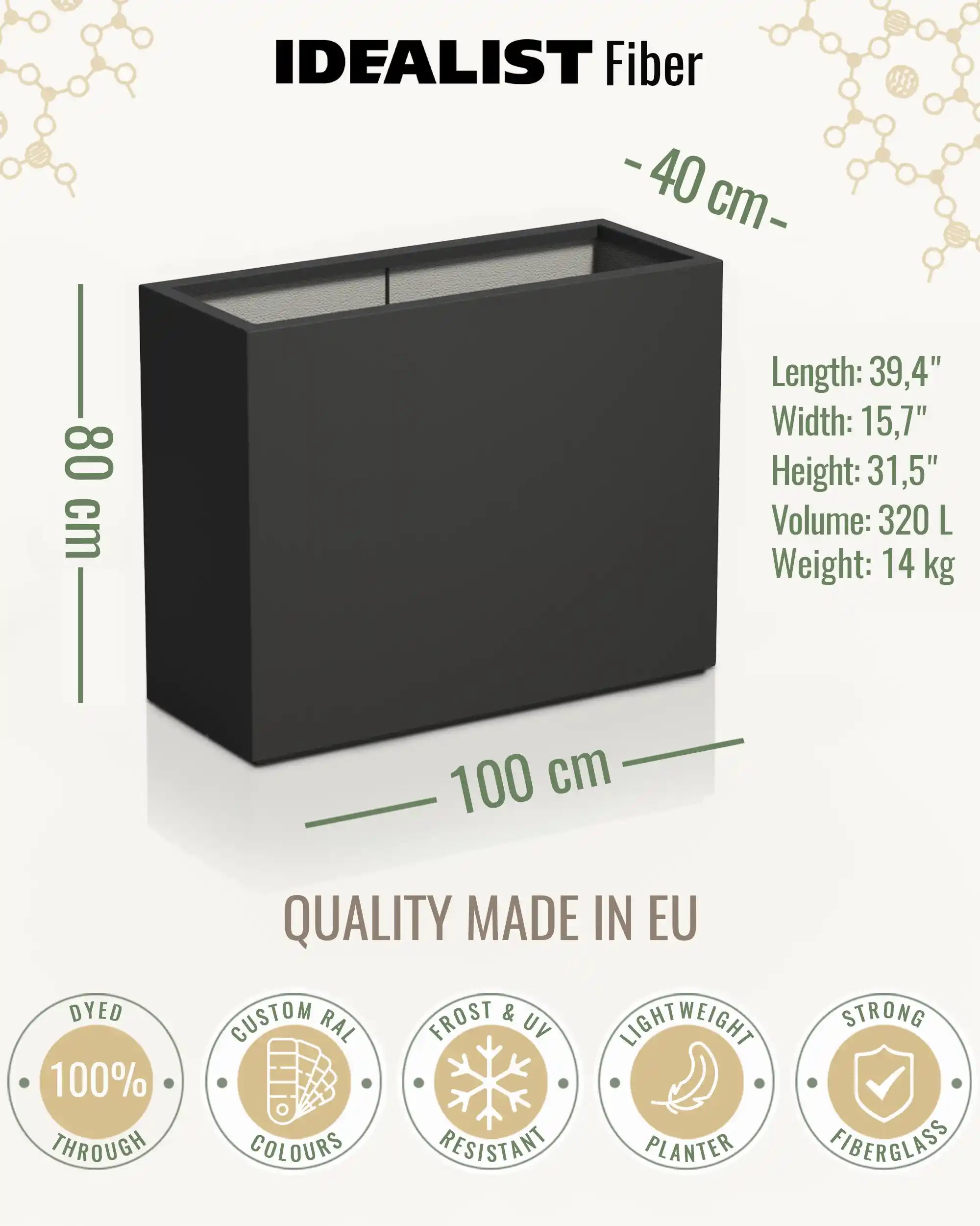 AXIS Trough Outdoor Fiberglass Planter