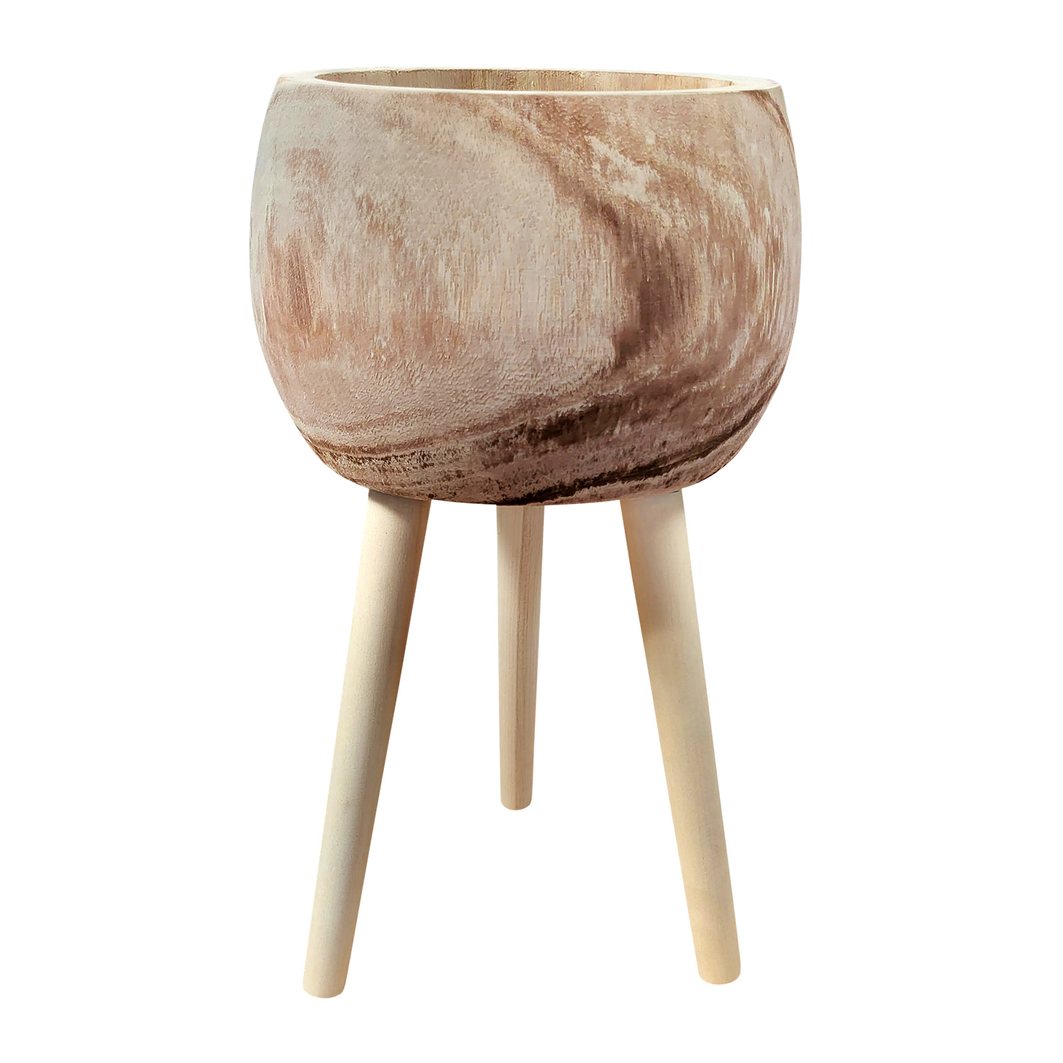 HORTICO TREND Wooden House Planter with Legs, Tall Indoor Plant Pot Stand with Waterproof Liner