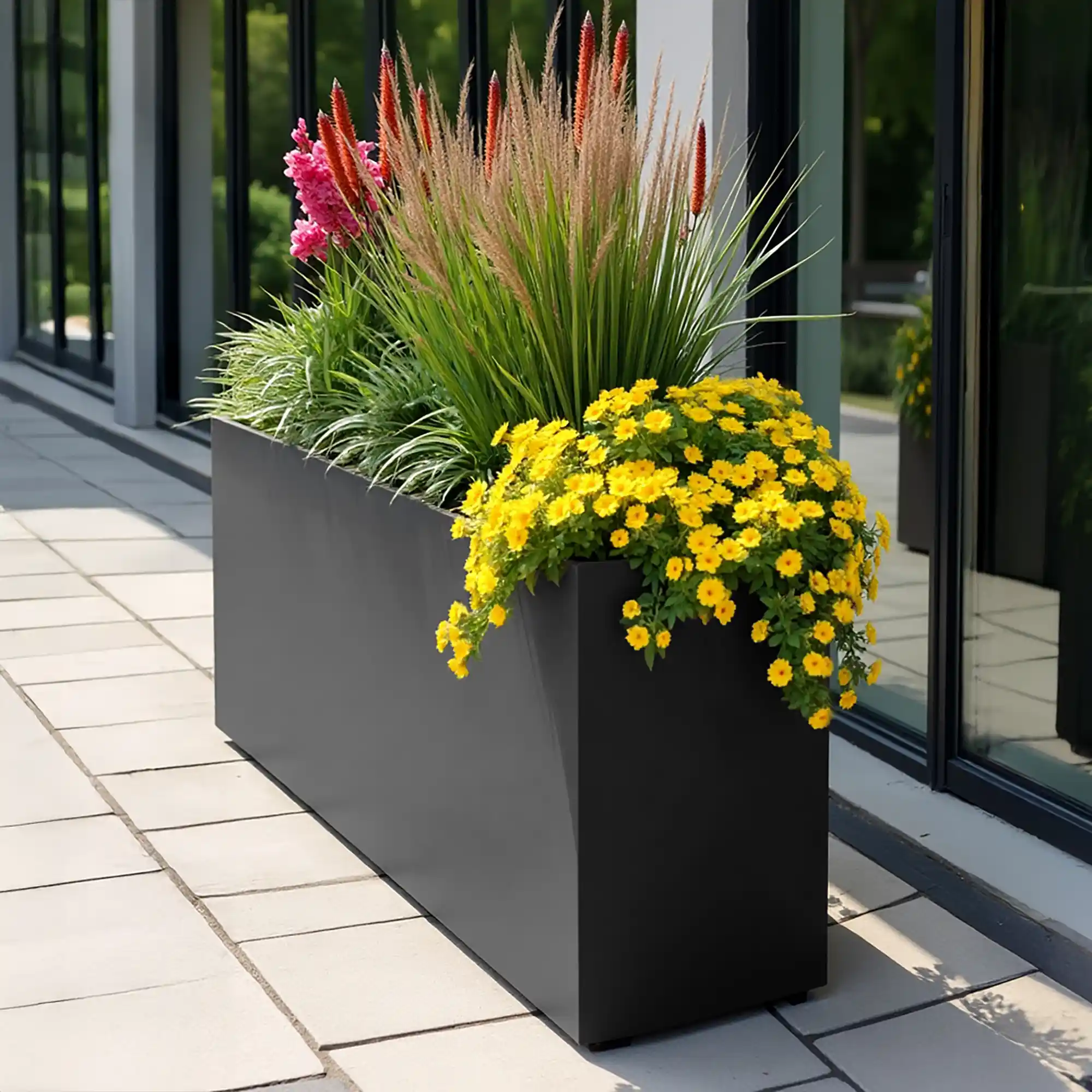 Geo Fiberglass Trough Aluminium Planter Pot In/Out