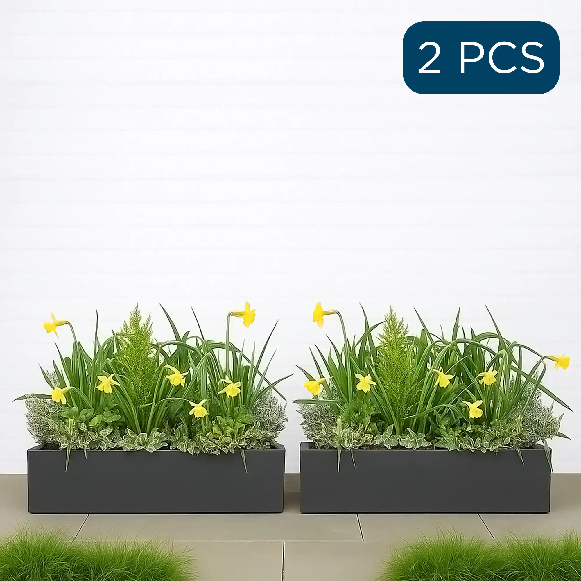 IDEALIST Lite Window Box Light Concrete Planter Set