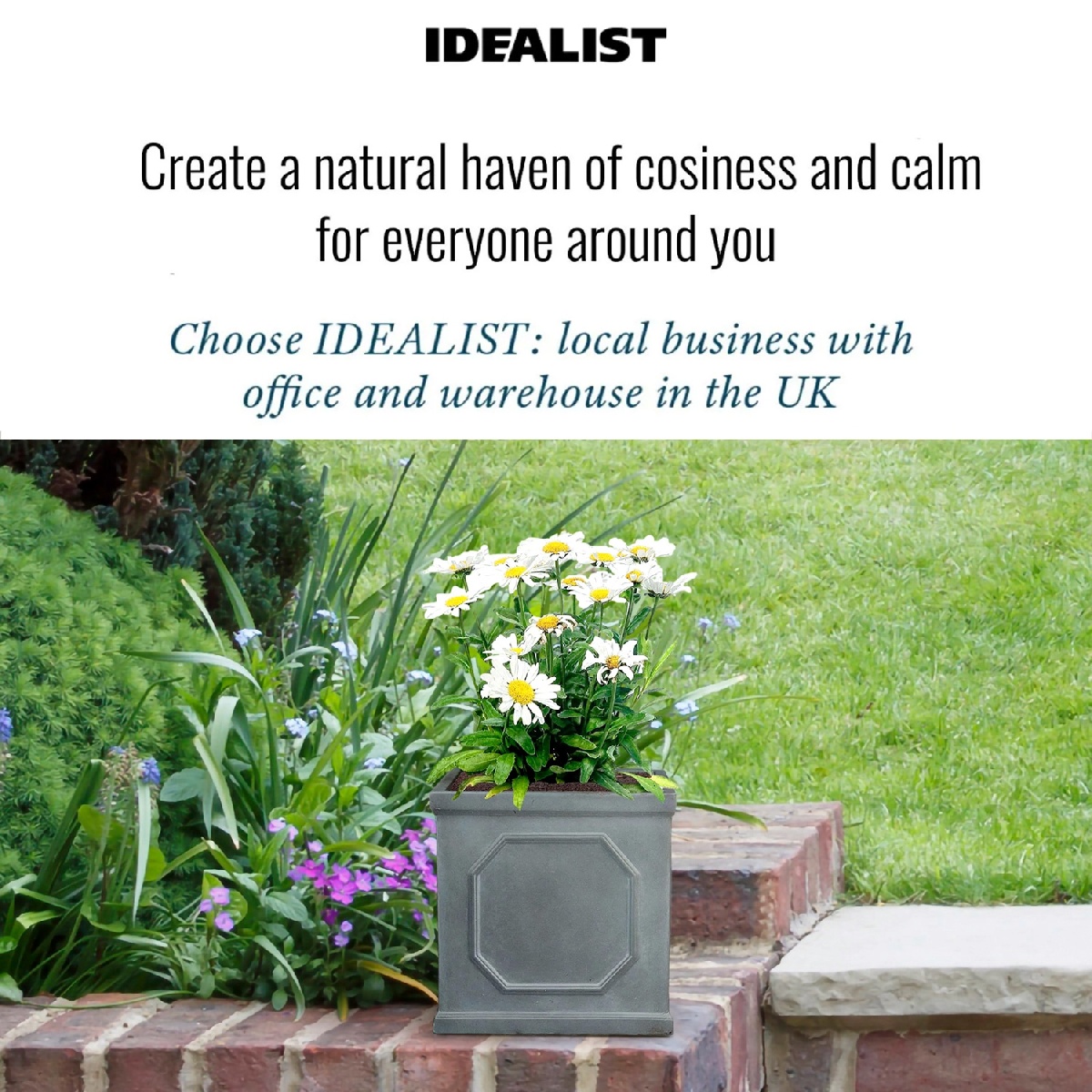 IDEALIST Lite Faux Lead Chelsea Box Square Light Concrete Planter