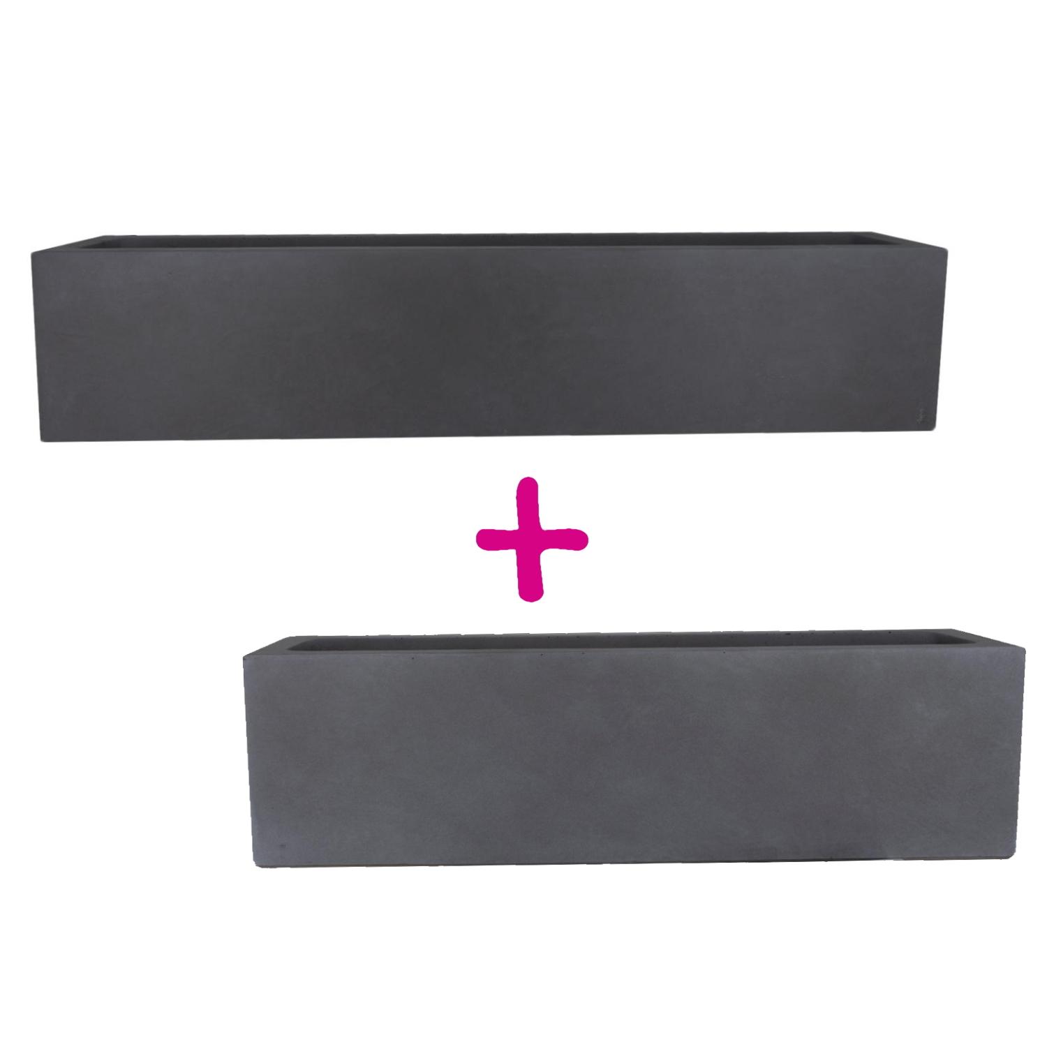 IDEALIST Lite Window Box Light Concrete Planter Set