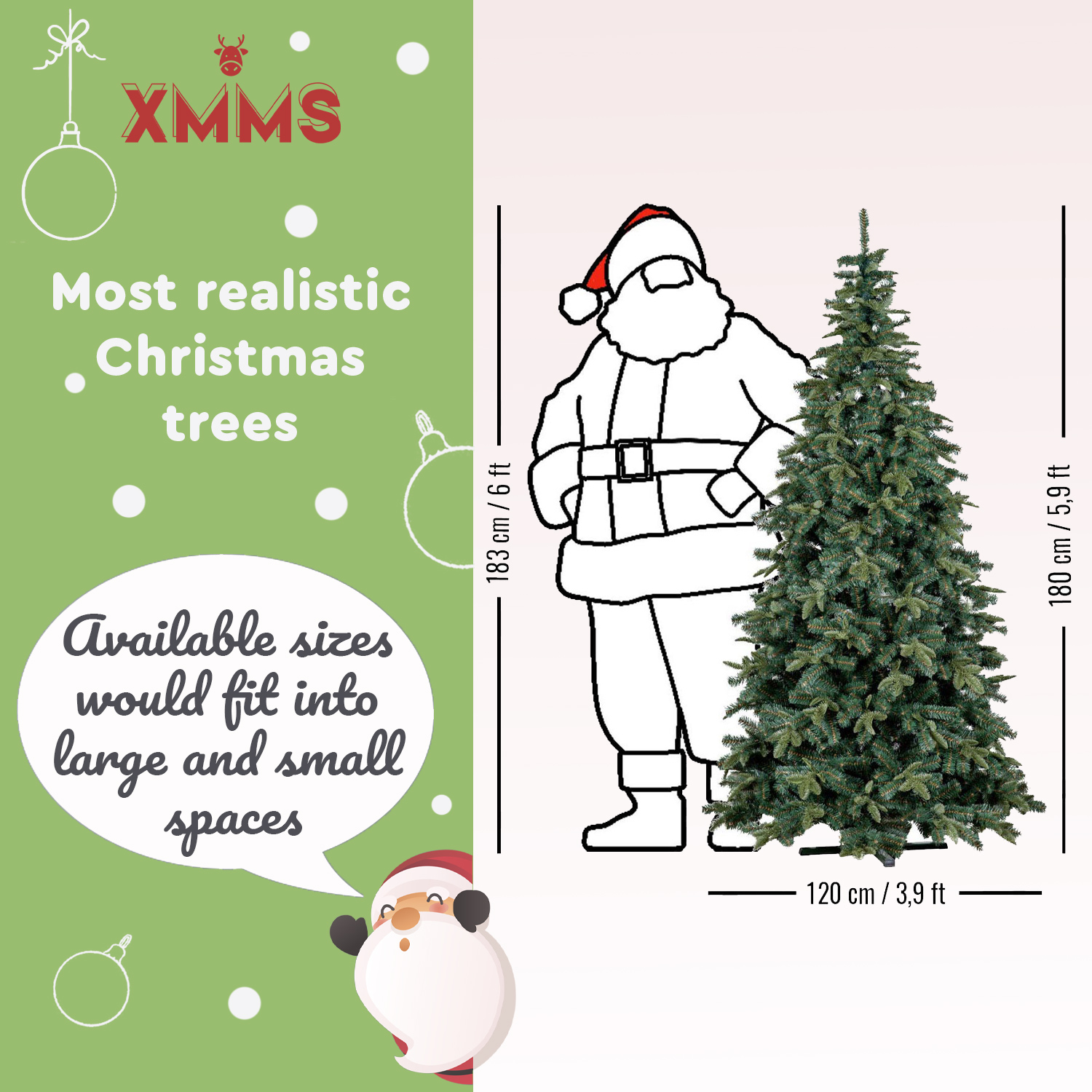 XMMS Swansea Artificial Christmas Tree with Tree Skirt & Cotton Gloves Real Touch Mixed Pine and Fir