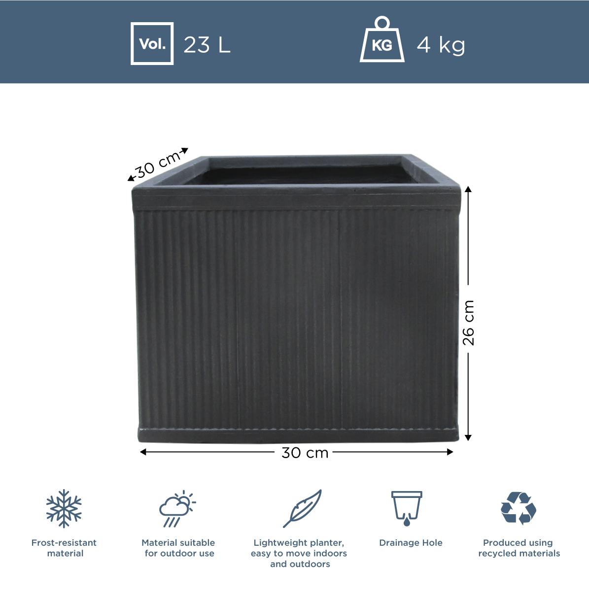 IDEALIST Lite Vertical Ribbed Vintage Style Square Planter