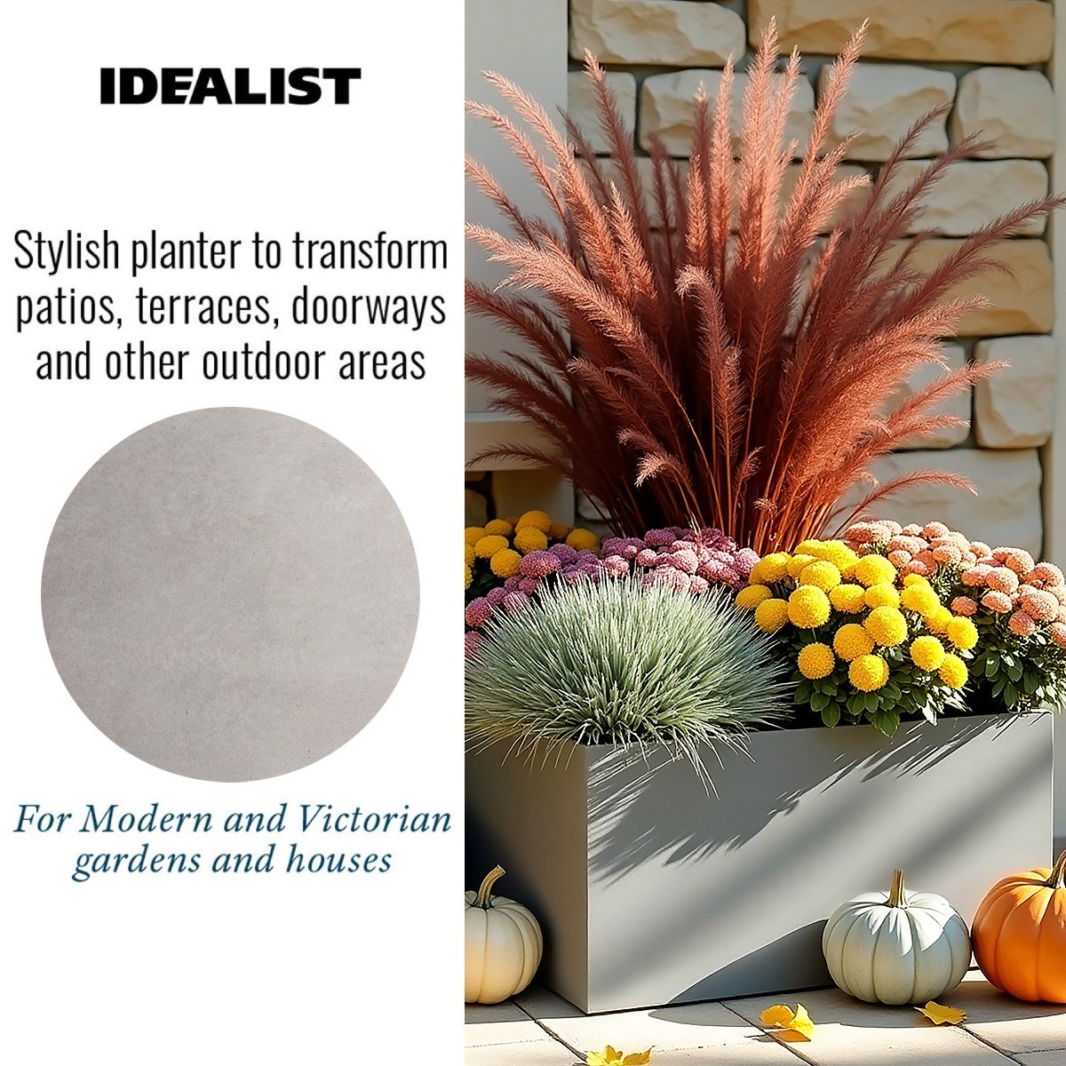 IDEALIST Lite Contemporary Light Concrete Trough Planter