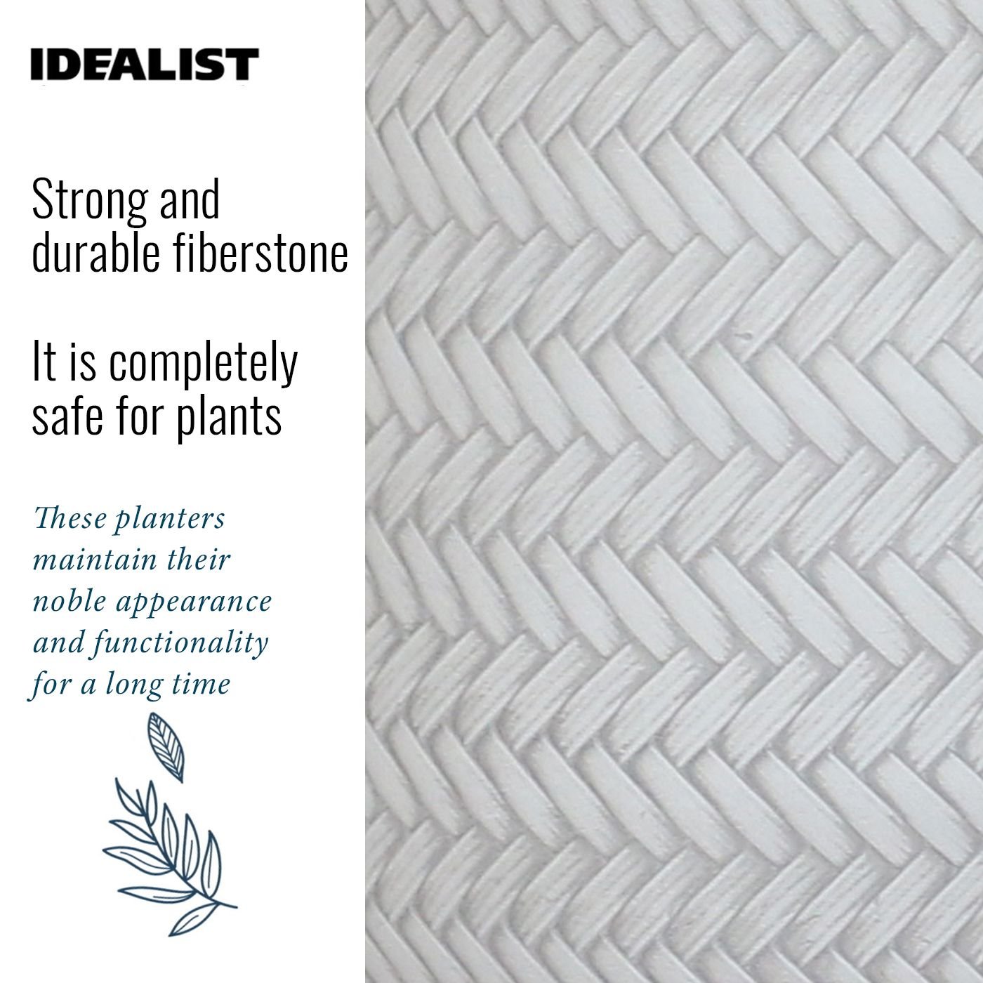 IDEALIST Lite Plaited Style Cylinder Planter on Legs, Round Pot Plant Stand Indoor
