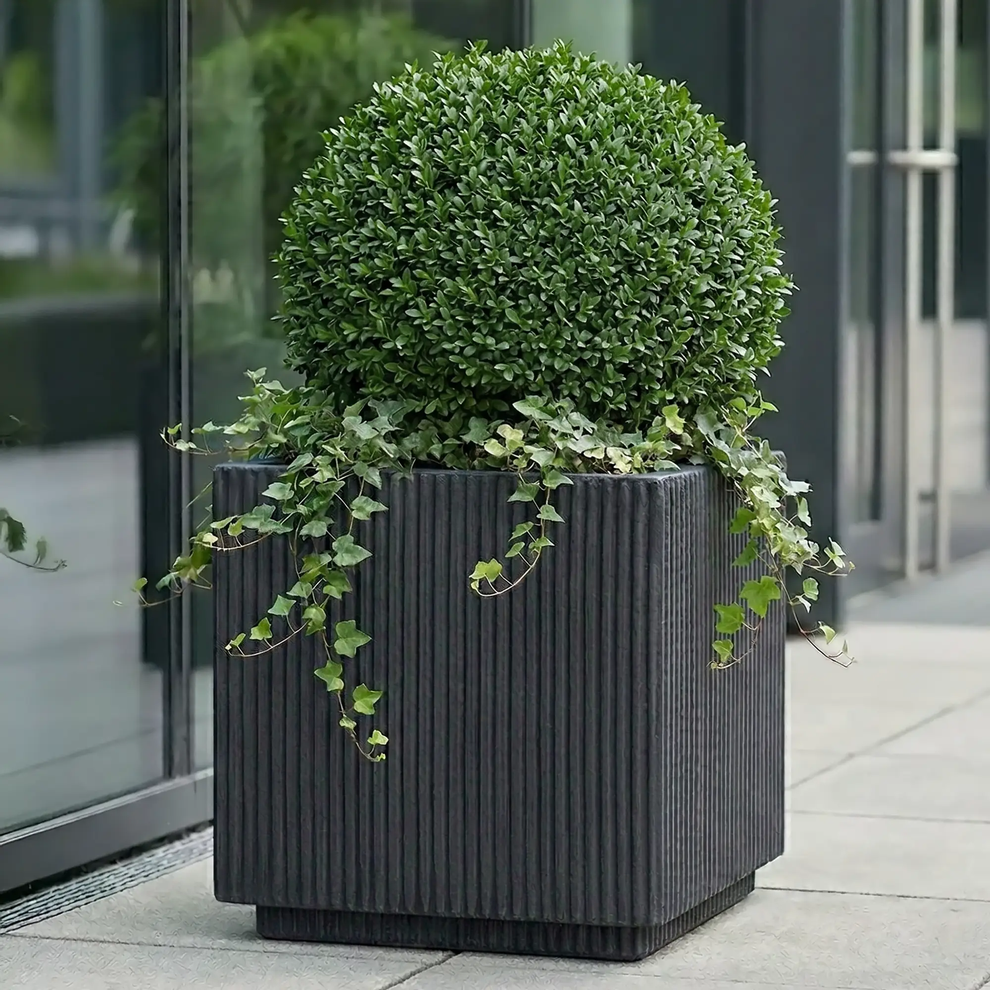 IDEALIST Lite Vertical Ribbed Square Effect Outdoor Planter