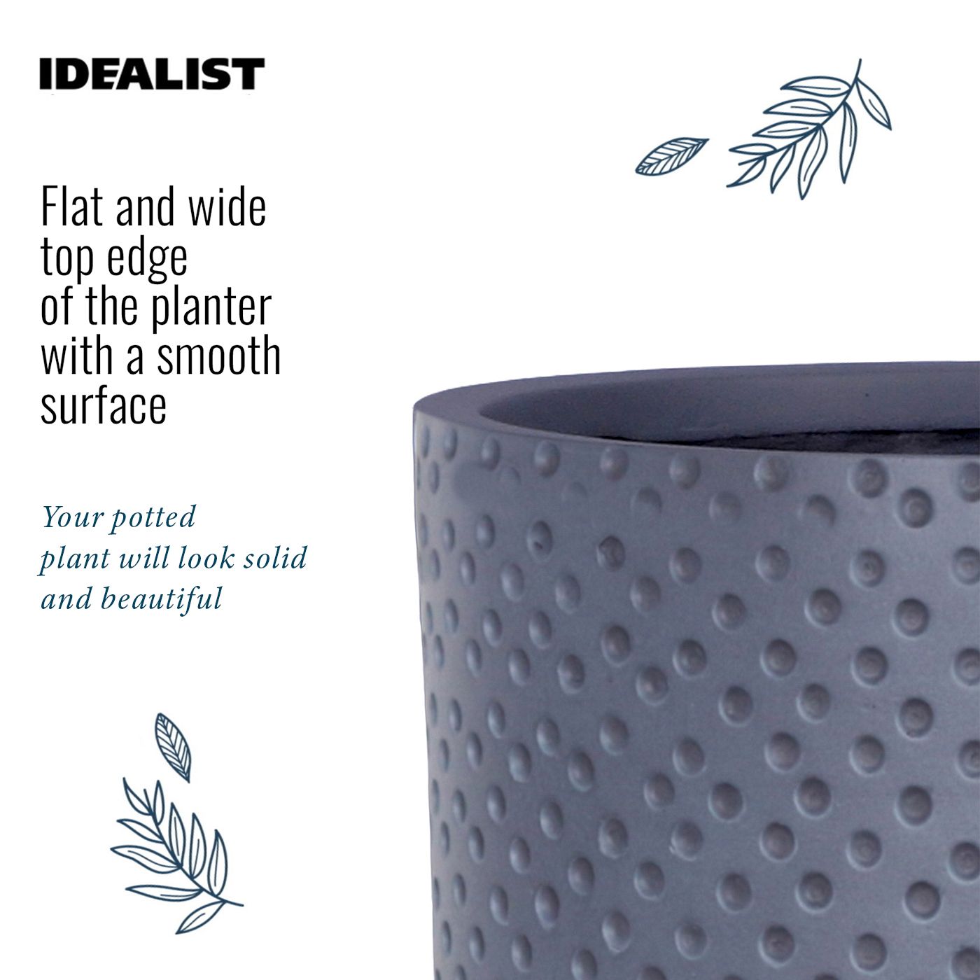 IDEALIST Lite Dotted Style Planter on Legs, Round Plant Pot Indoor