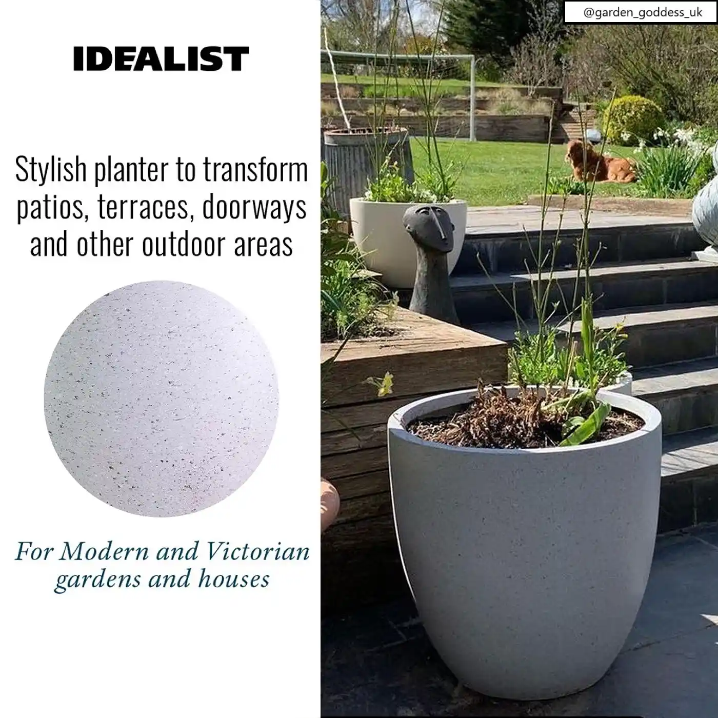 IDEALIST Lite Contemporary Light Concrete Egg Planter