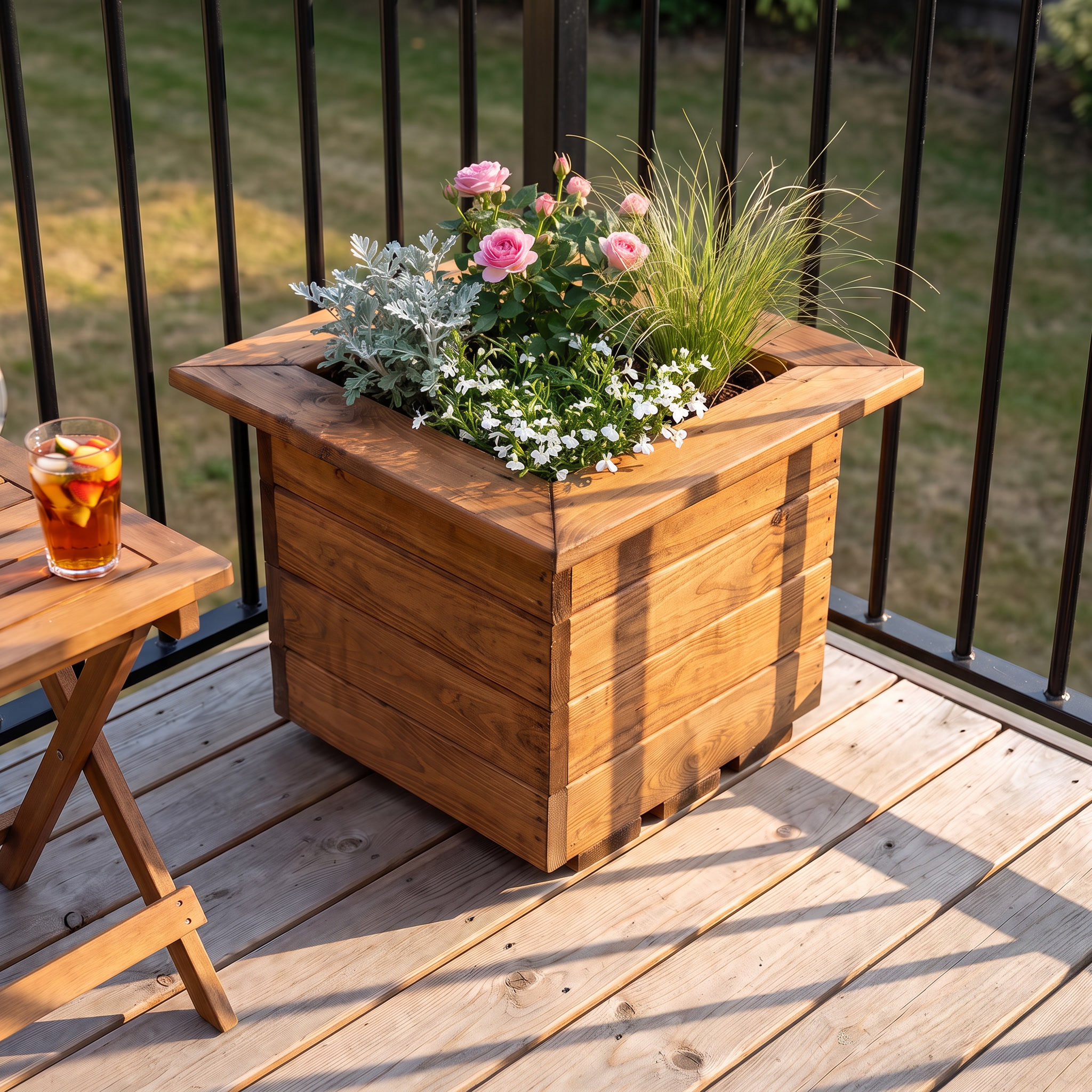 Rustic Scandinavian Redwood Square Outdoor Planter Made in UK by HORTICO