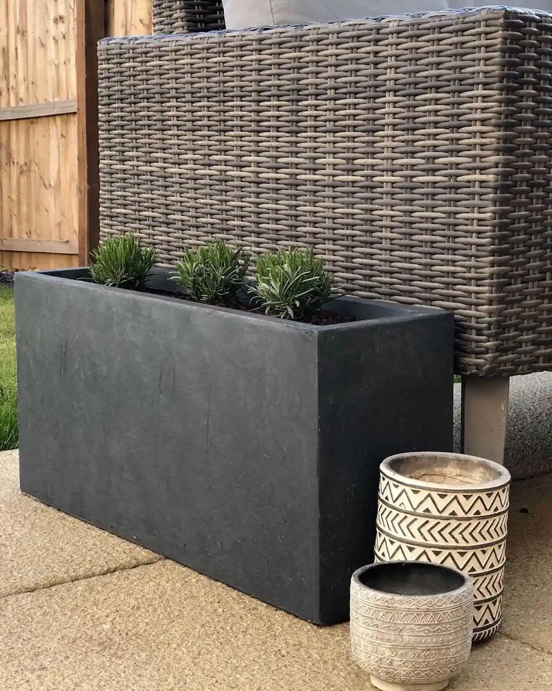 IDEALIST Lite Contemporary Light Concrete High Trough Planter Set