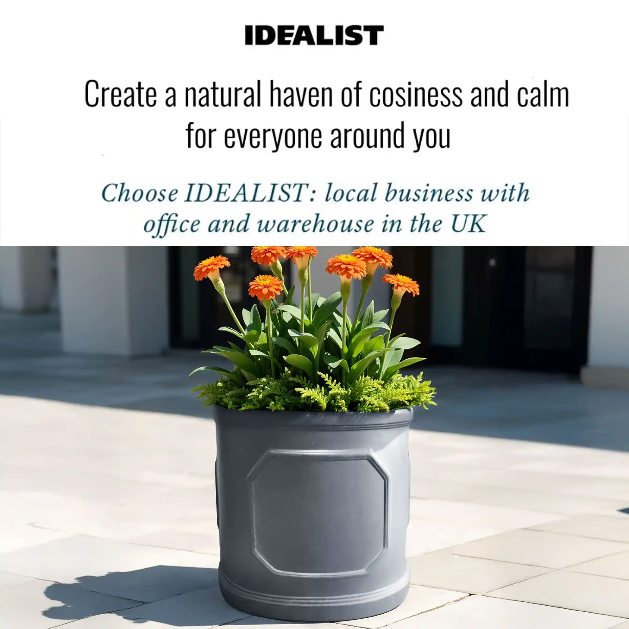 IDEALIST Chelsea Light Concrete Cylinder Garden Planter