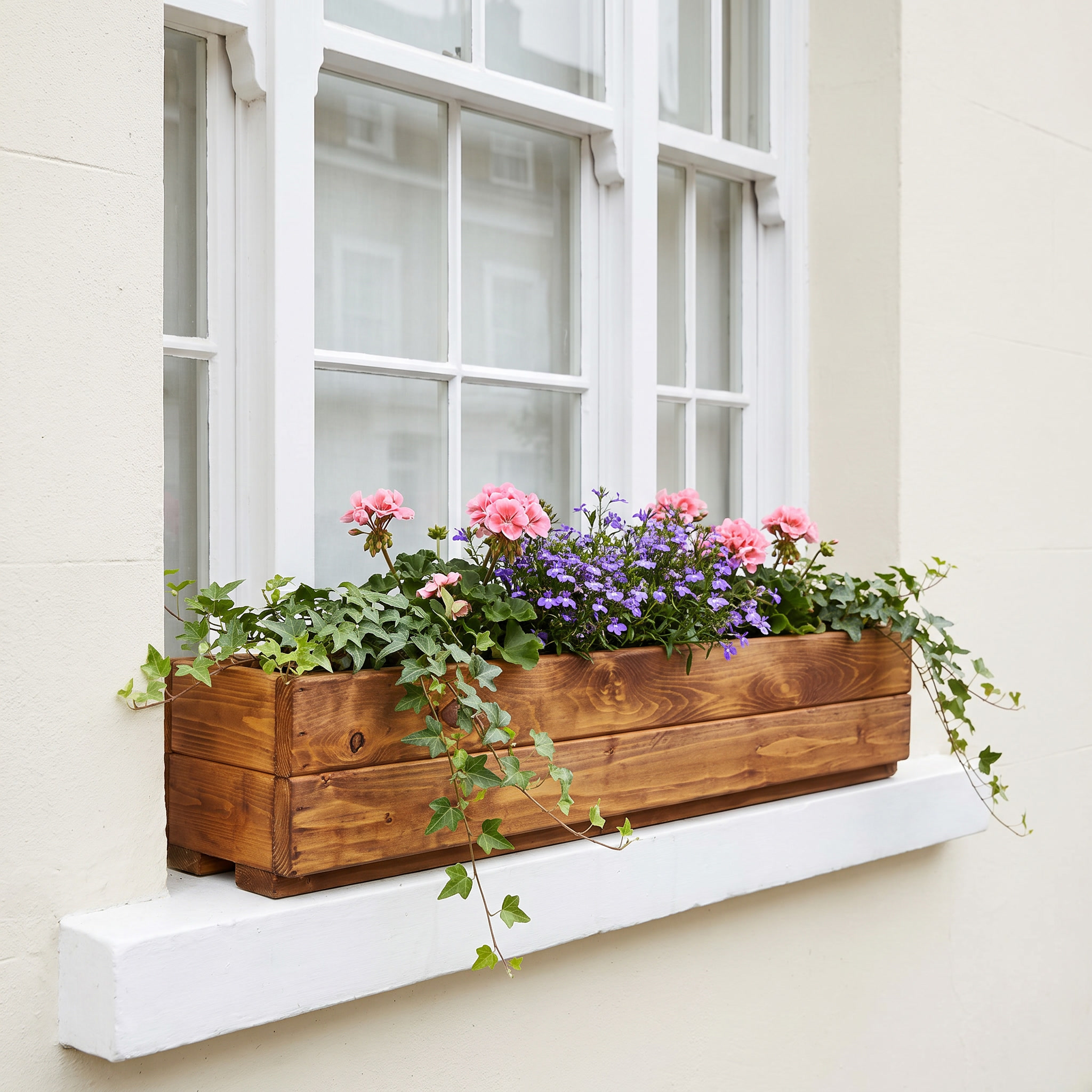 Rustic Scandinavian Redwood Window Box Outdoor Planter Made in UK by HORTICO