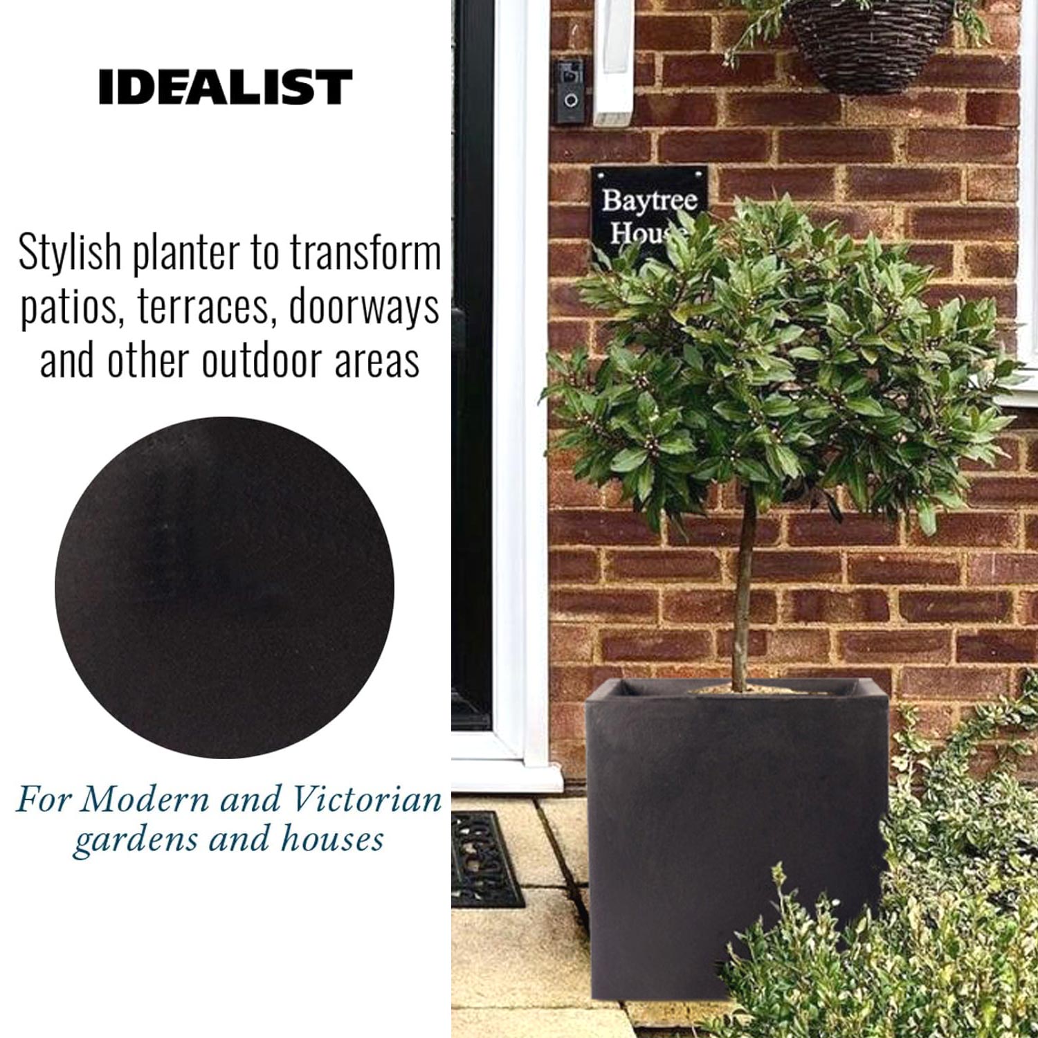 IDEALIST Lite Square Box Contemporary Light Concrete Planter Set