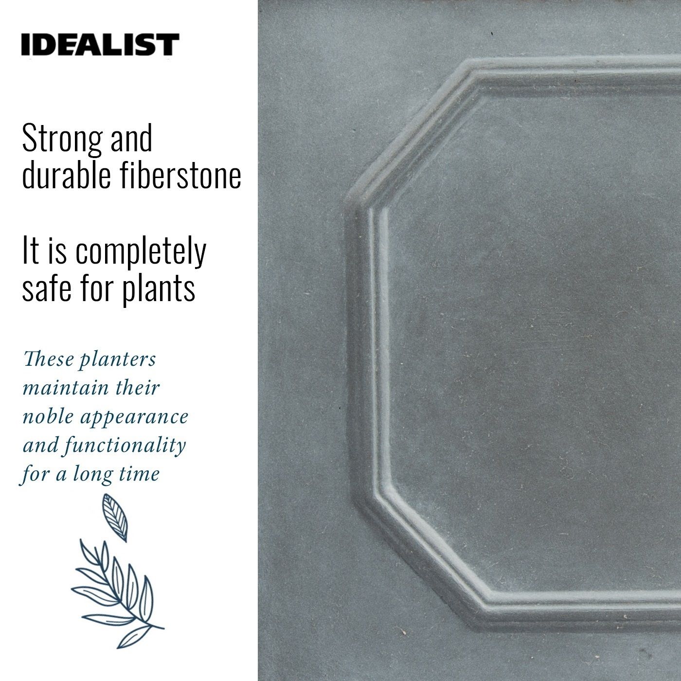 IDEALIST Lite Faux Lead Chelsea Box Square Light Concrete Planter