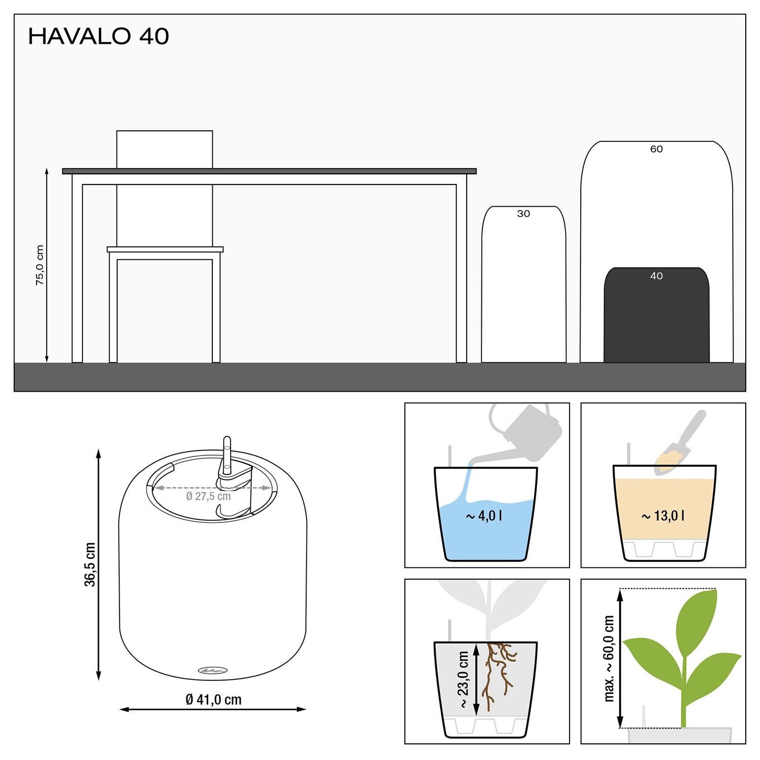 LECHUZA HAVALO Round Poly Resin Self-watering Planter