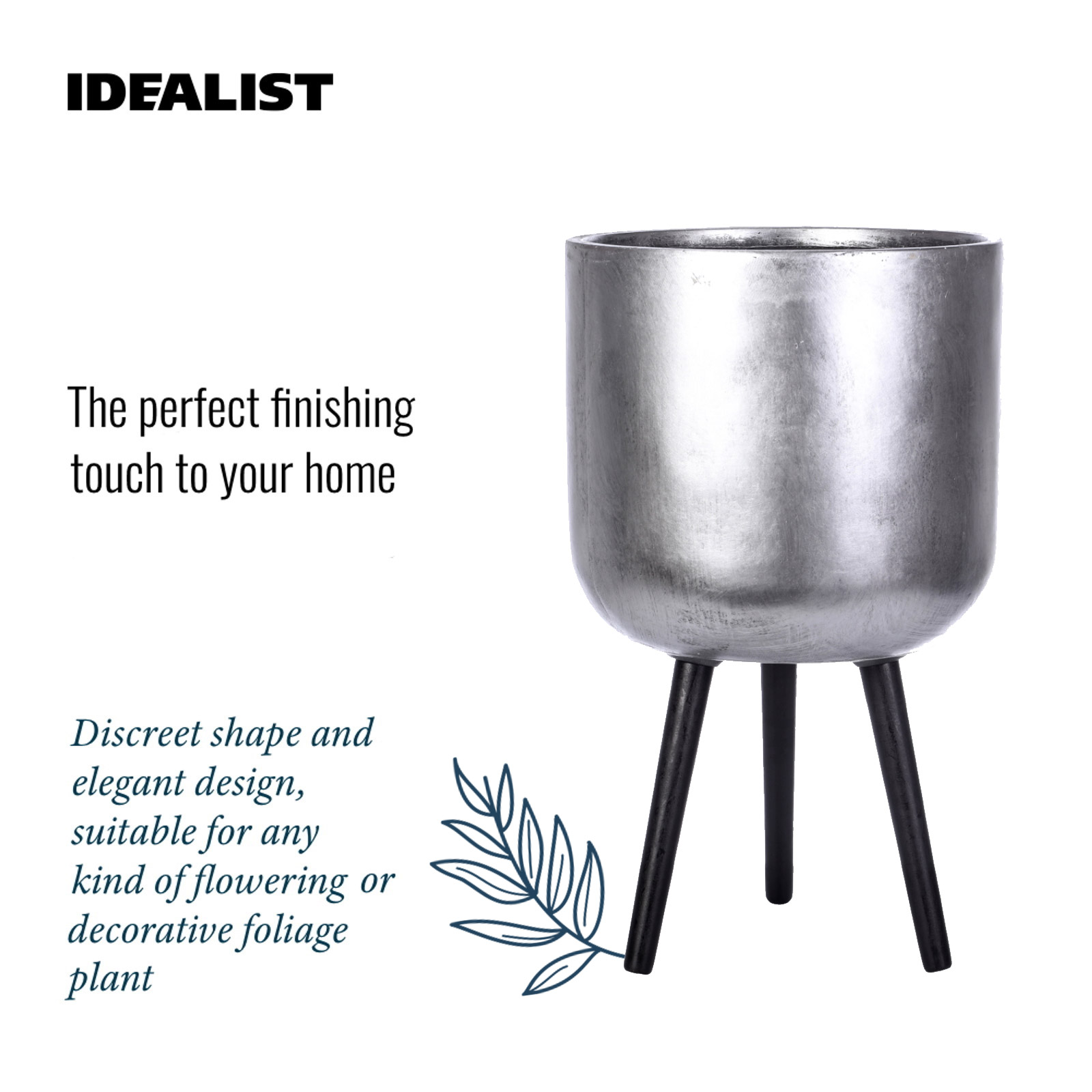 IDEALIST Lite Round Planter on Legs, Round Pot Plant Stand Indoor