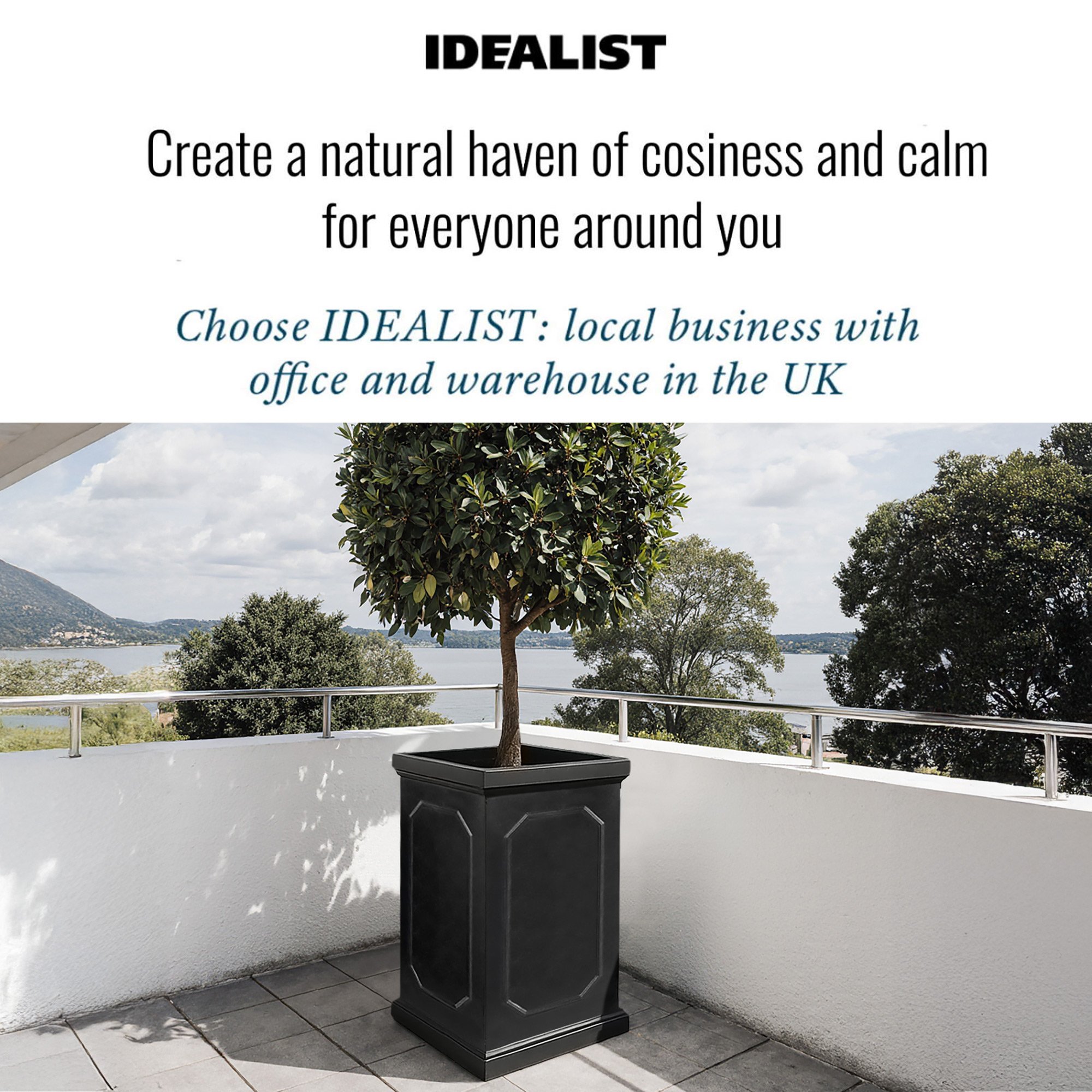 IDEALIST Lite Faux Lead Chelsea Light Concrete Tall Square Planter