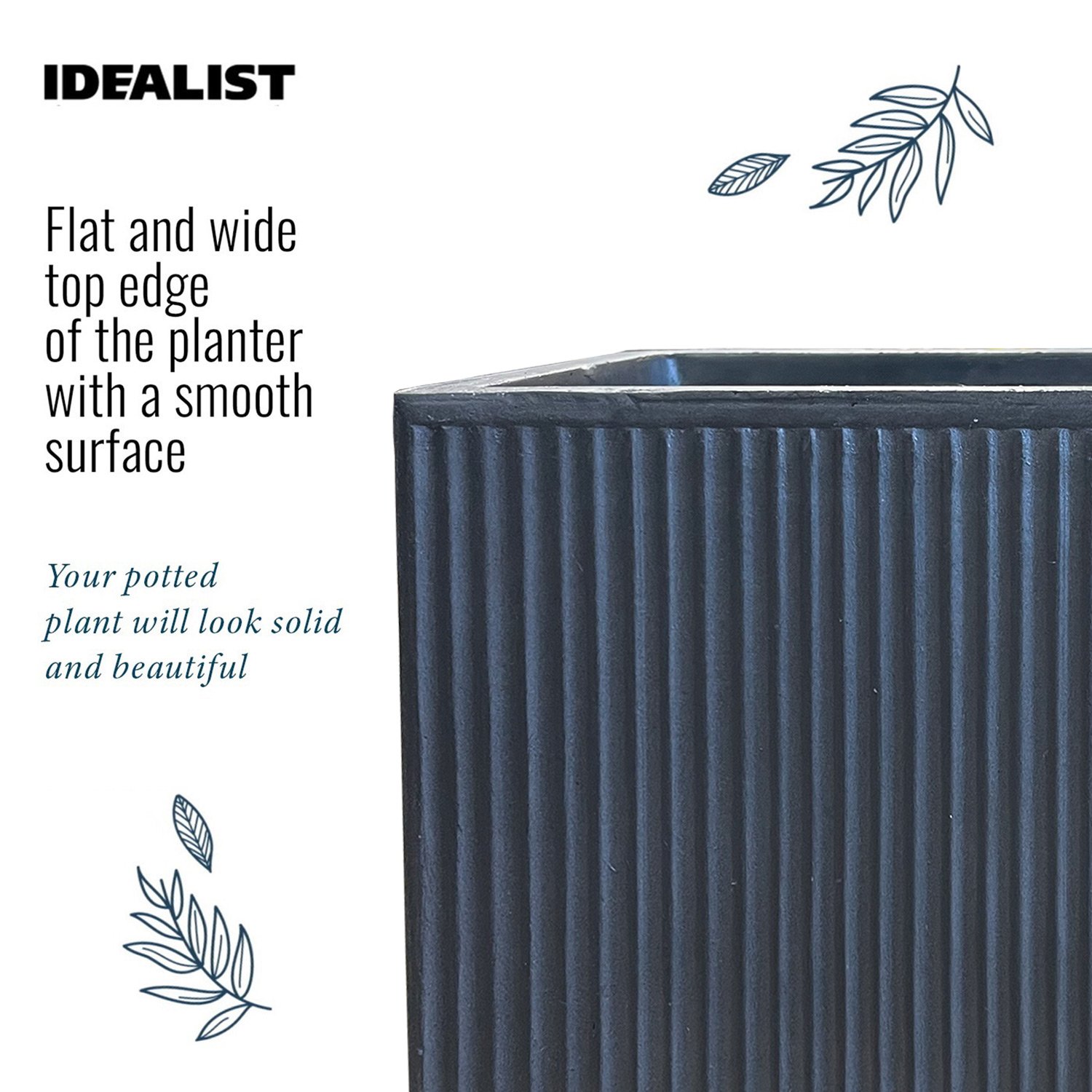 IDEALIST Lite Ribbed Square Outdoor Planter