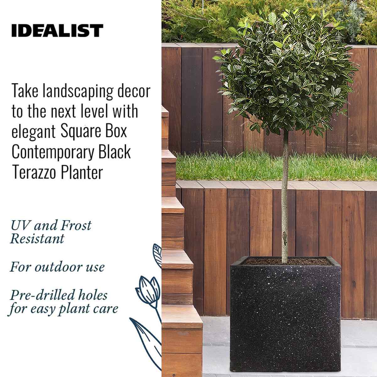 IDEALIST Lite Square Box Contemporary Marble Light Concrete Planter