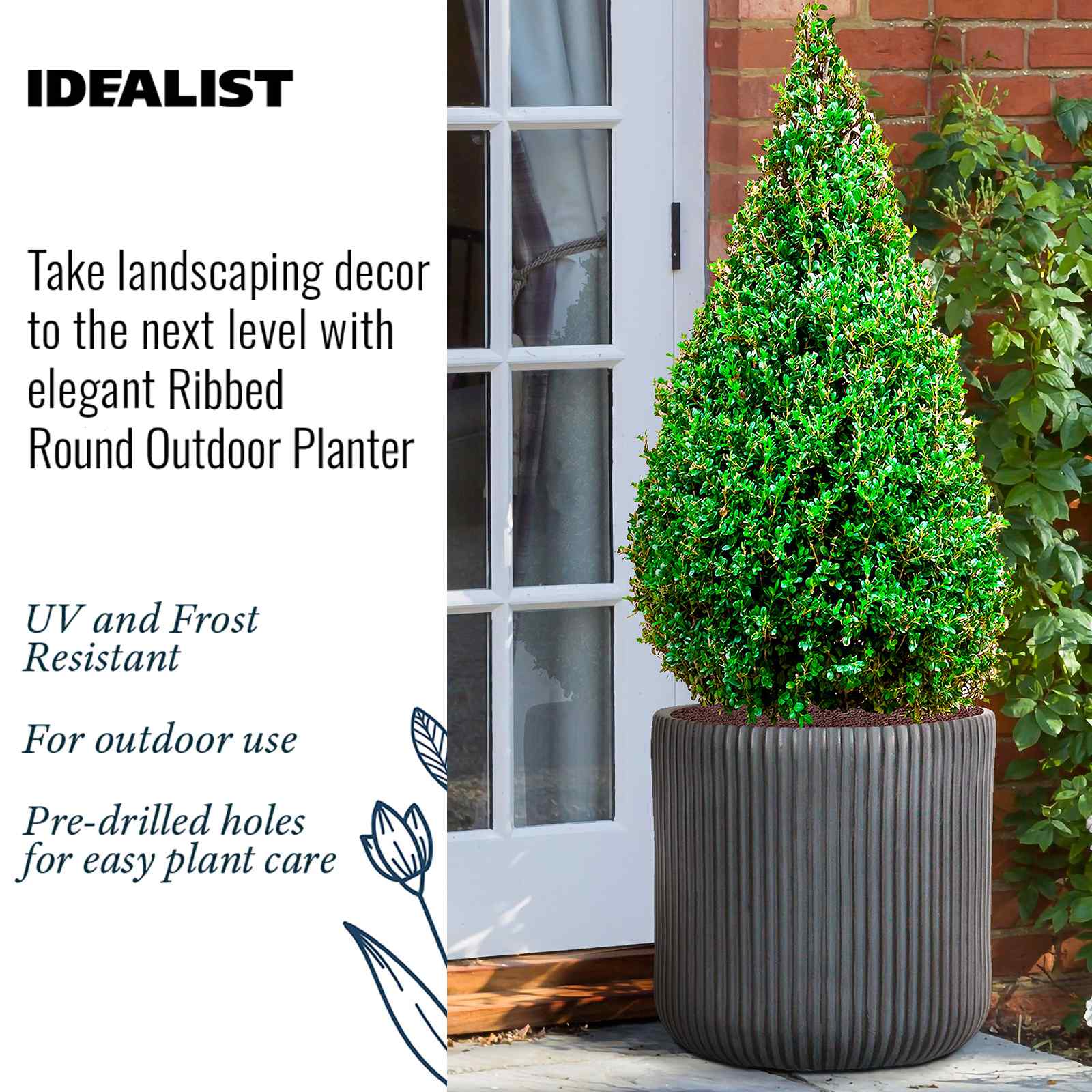 IDEALIST Lite Ribbed Round Outdoor Planter