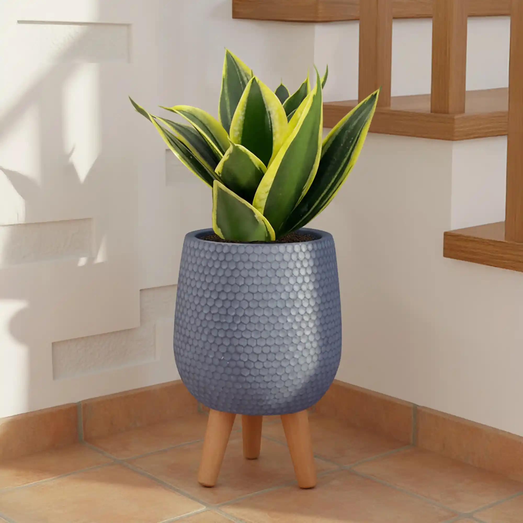 IDEALIST Lite Honeycomb Style Egg Planter on Legs, Round Pot Plant Stand Indoor