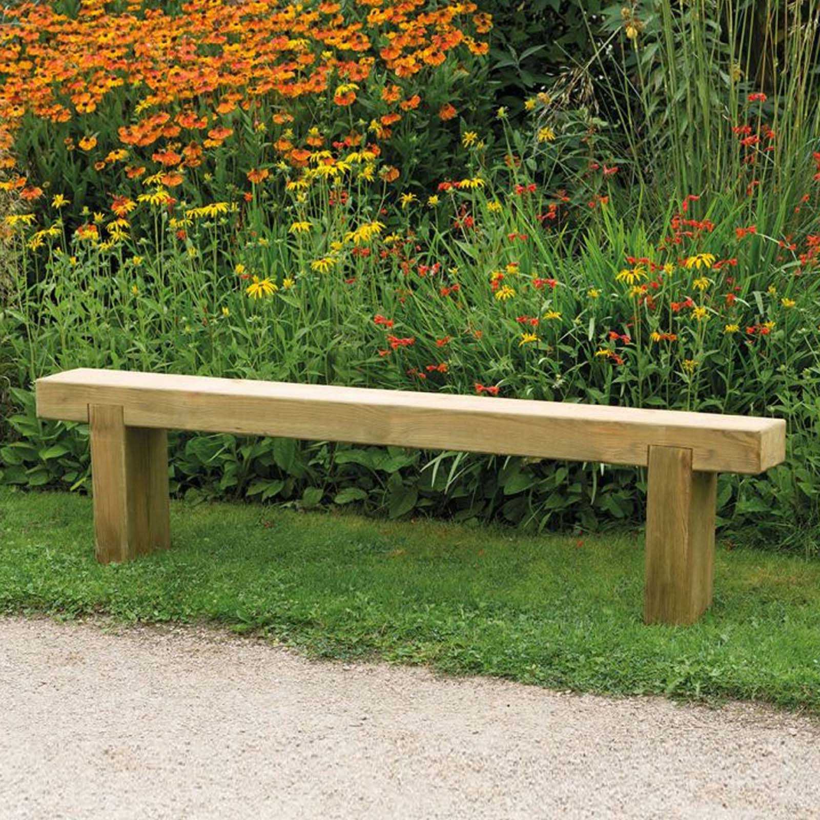 Outdoor Wooden Double Sleeper Bench by Forest Garden