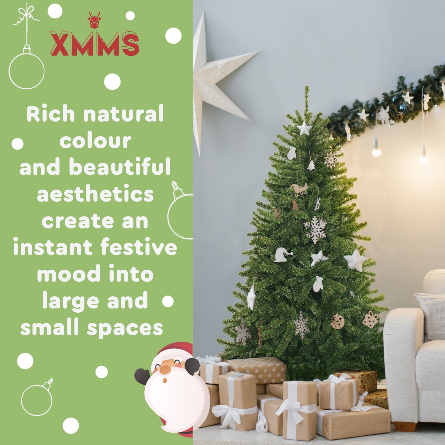 XMMS Limerick Artificial Christmas Tree with Tree Skirt & Cotton Gloves Fir Green Needles