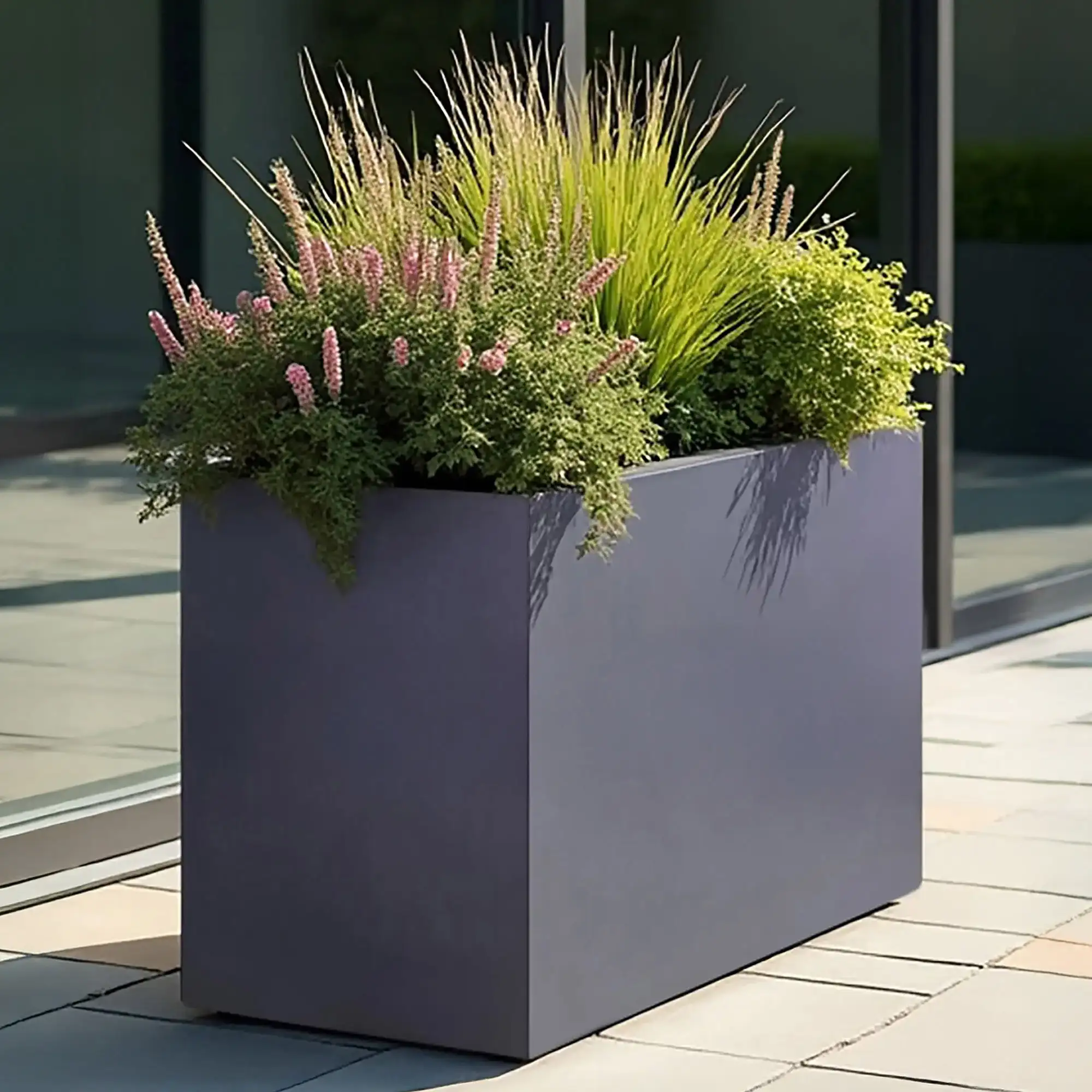 IDEALIST Lite Contemporary Light Concrete Trough Planter Set