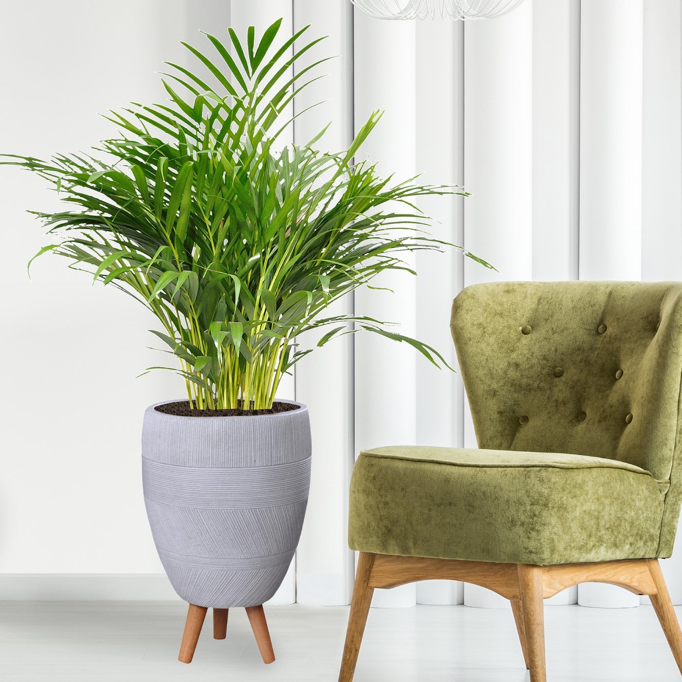 IDEALIST Lite Striped Egg Planter on Legs, Round Pot Plant Stand Indoor