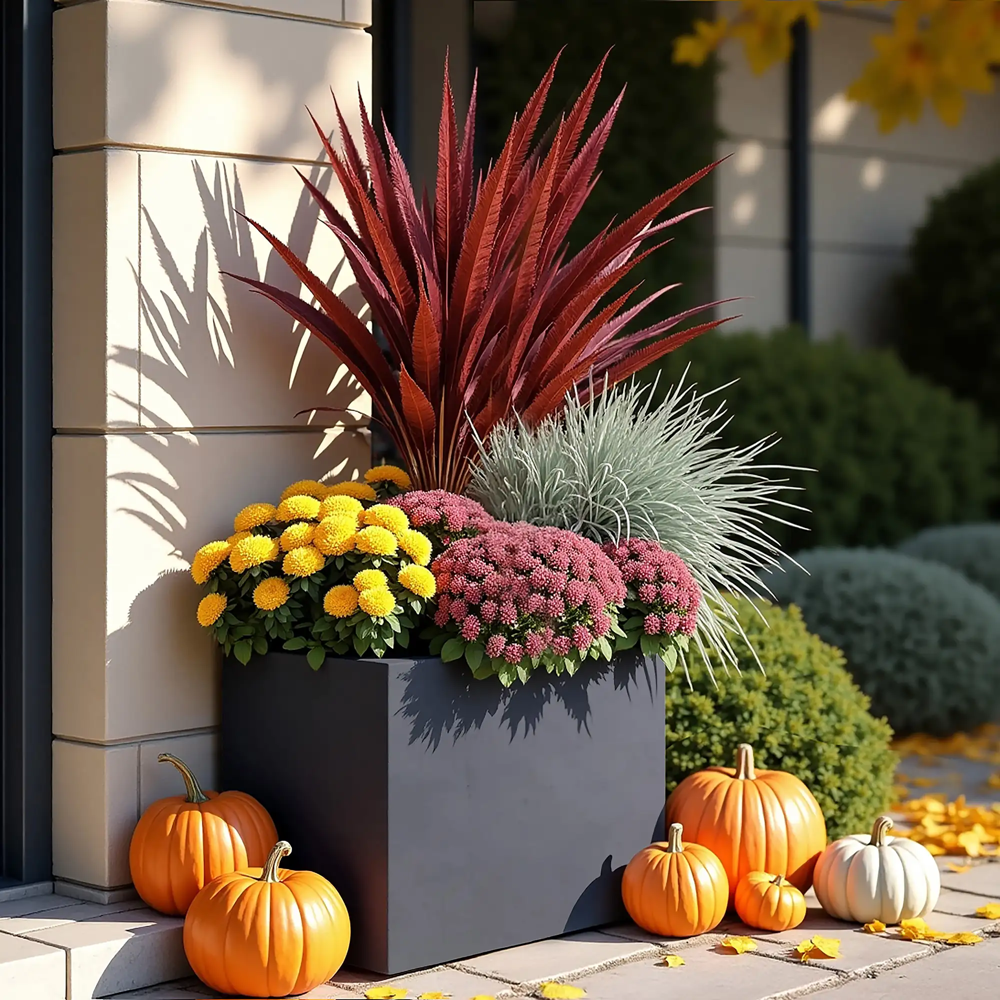 IDEALIST Lite Contemporary Light Concrete Trough Planter Set