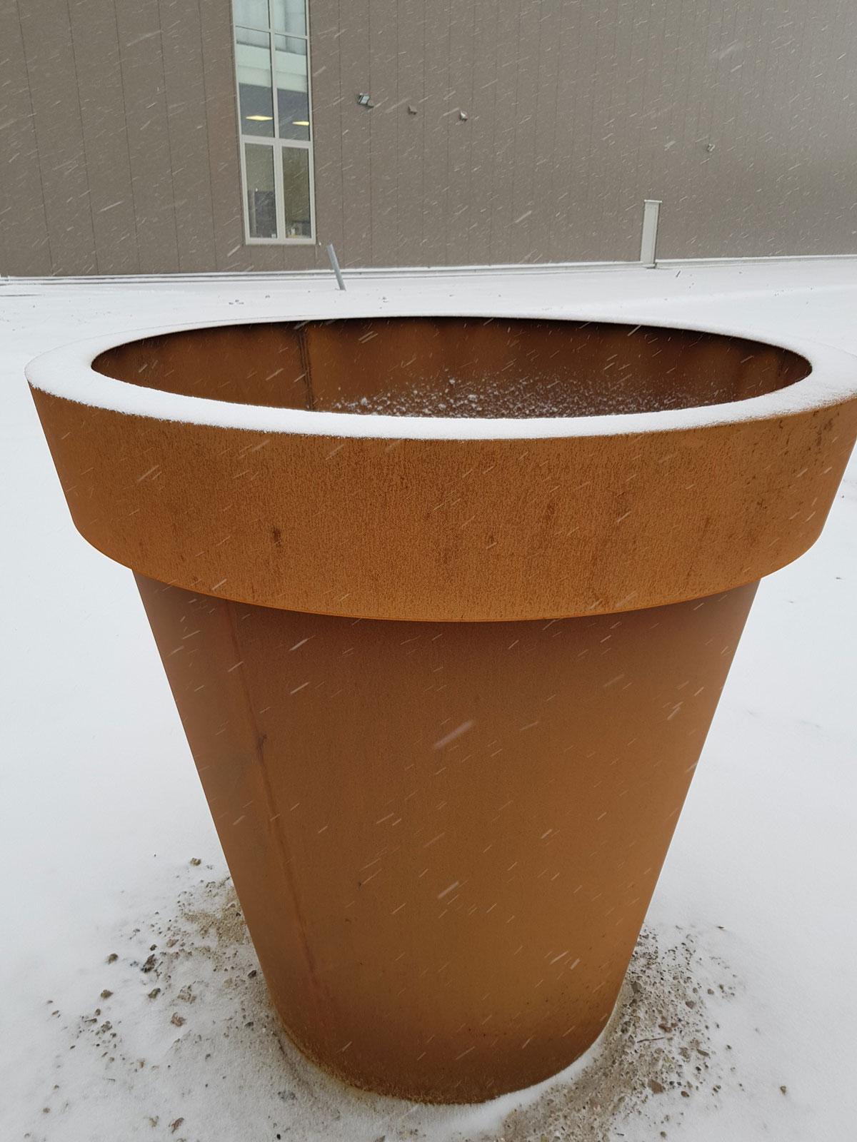 Celso Round Corten Steel Outdoor Planter