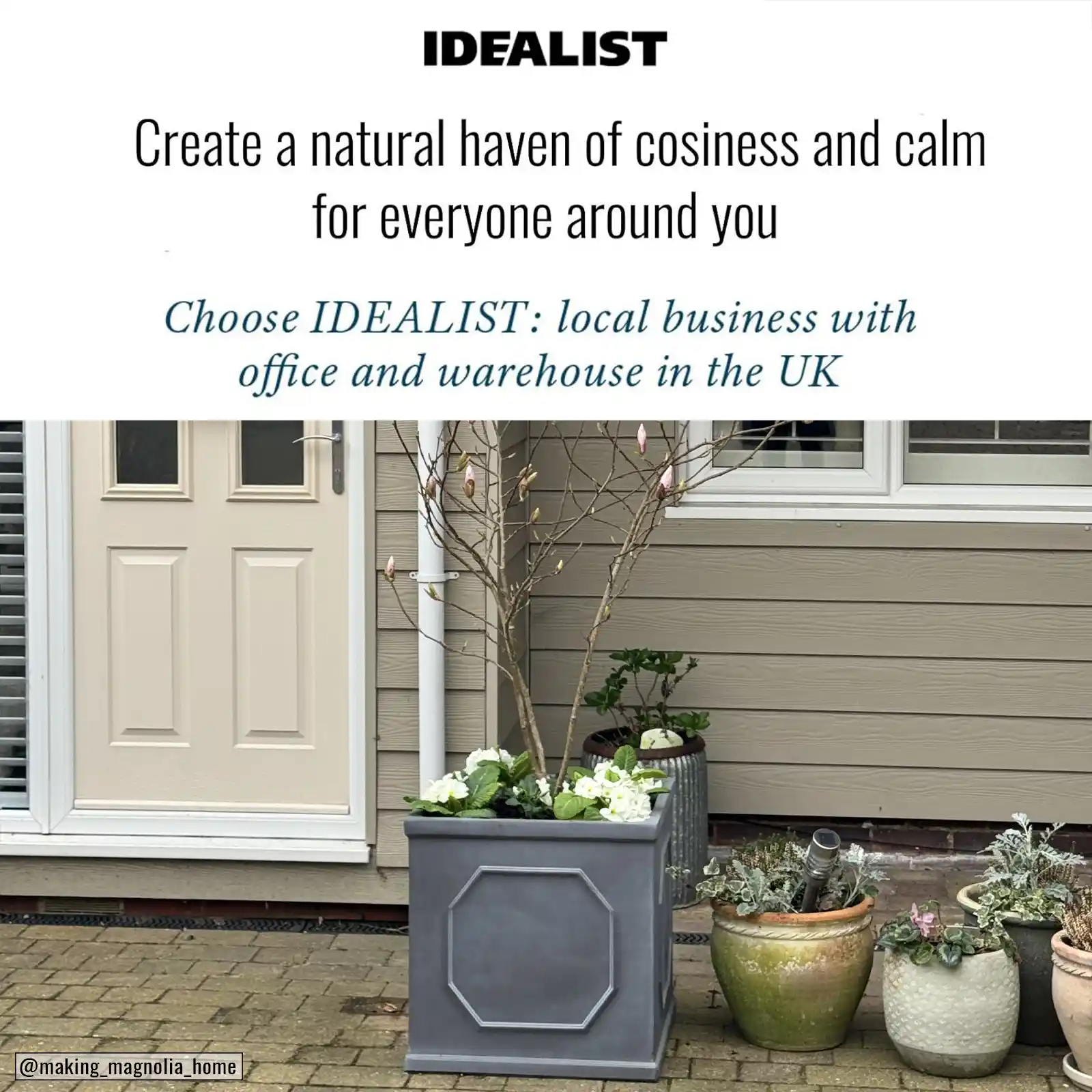 IDEALIST Lite Faux Lead Chelsea Box Square Light Concrete Planter