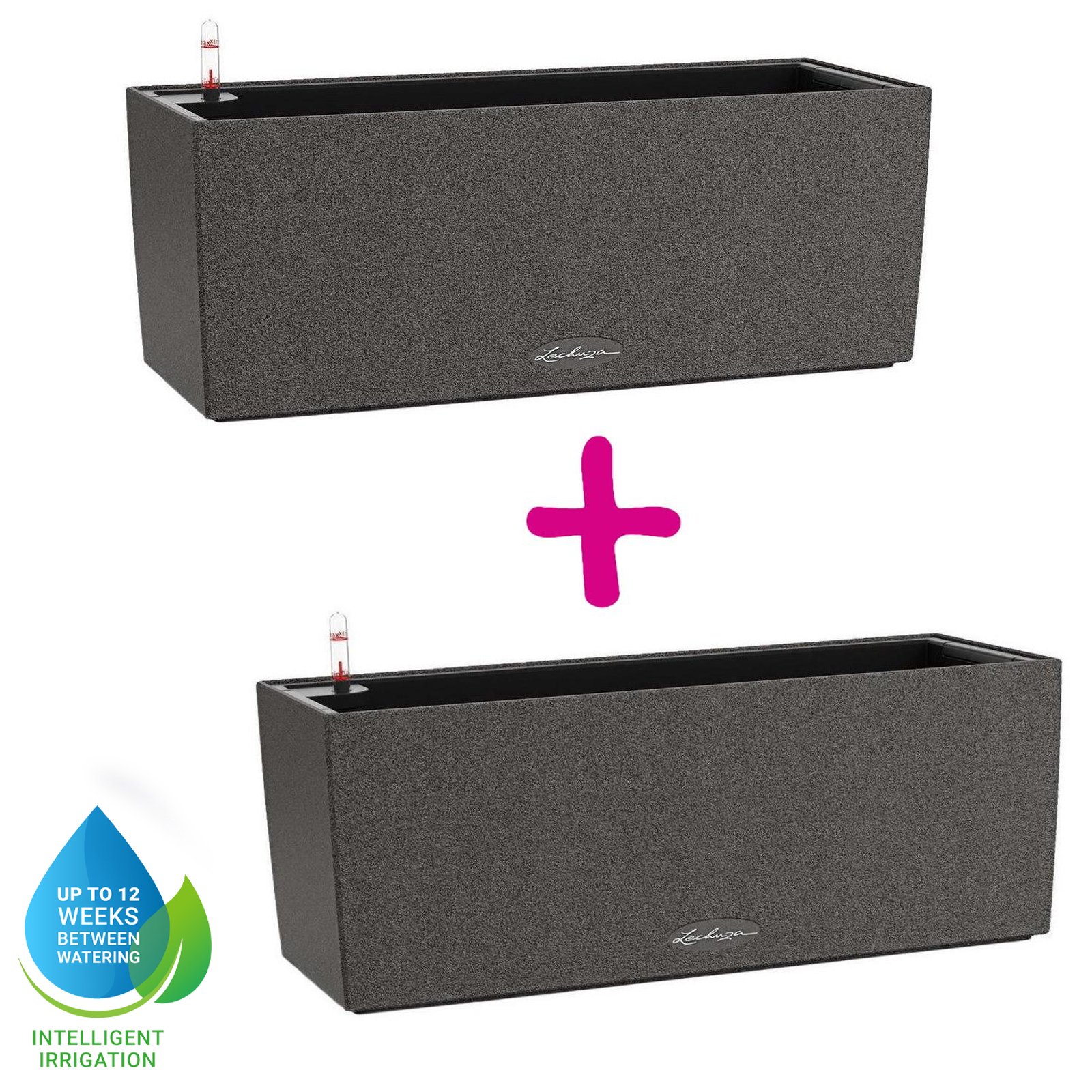 LECHUZA BALCONERA Stone Trough Poly Resin Self-watering Planter Set