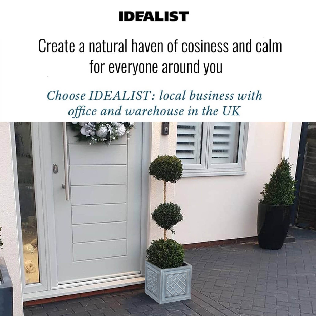 IDEALIST Lite Faux Lead Lattice Planter Light Concrete Square Box