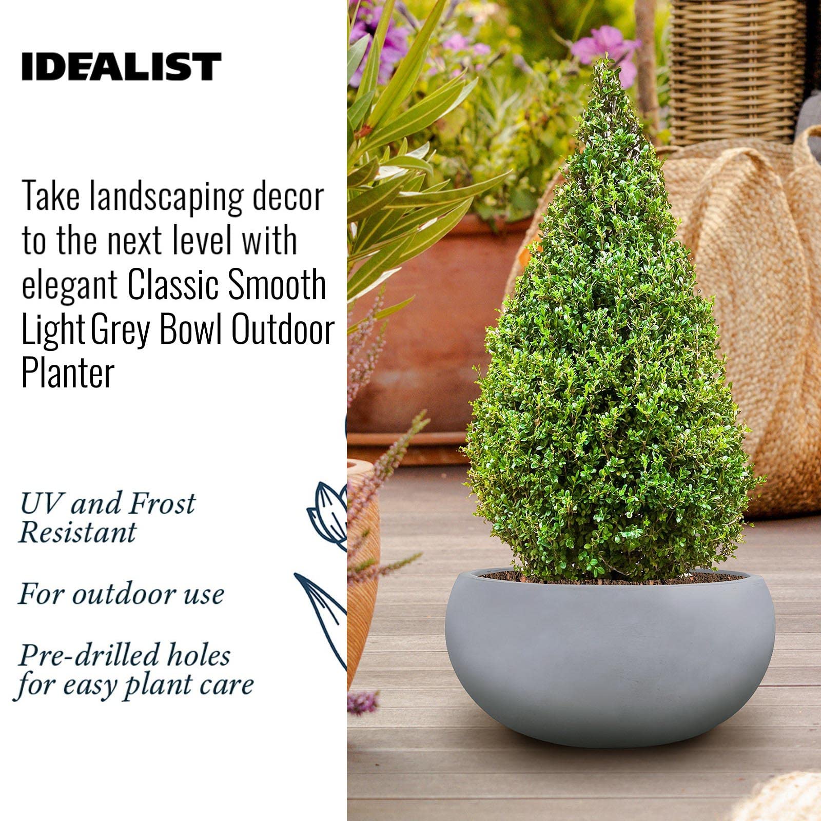 IDEALIST Lite Classic Smooth Bowl Outdoor Planter