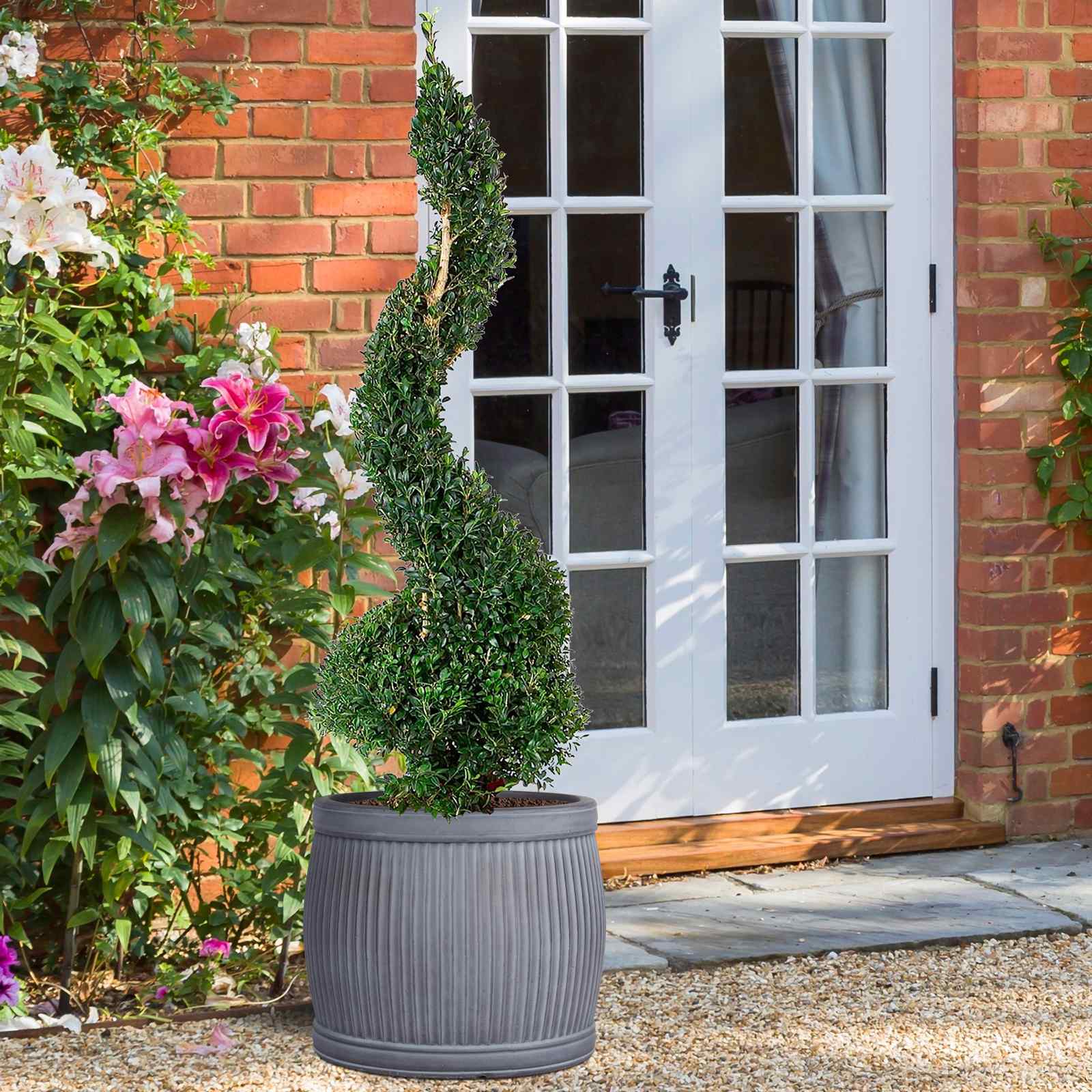 IDEALIST Lite Vertical Ribbed Vintage Style Barrel Round Planter