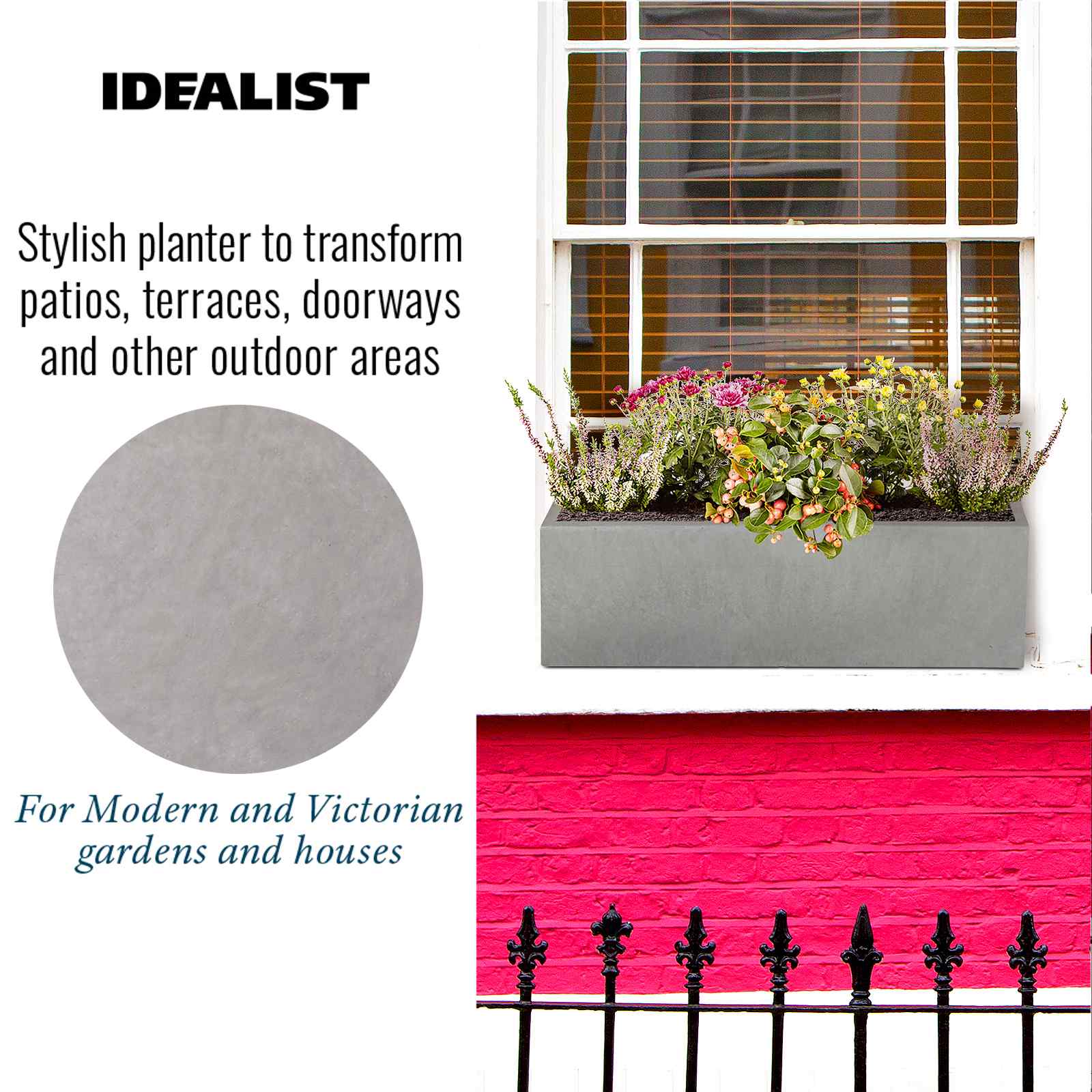 IDEALIST Lite Window Box Light Concrete Planter