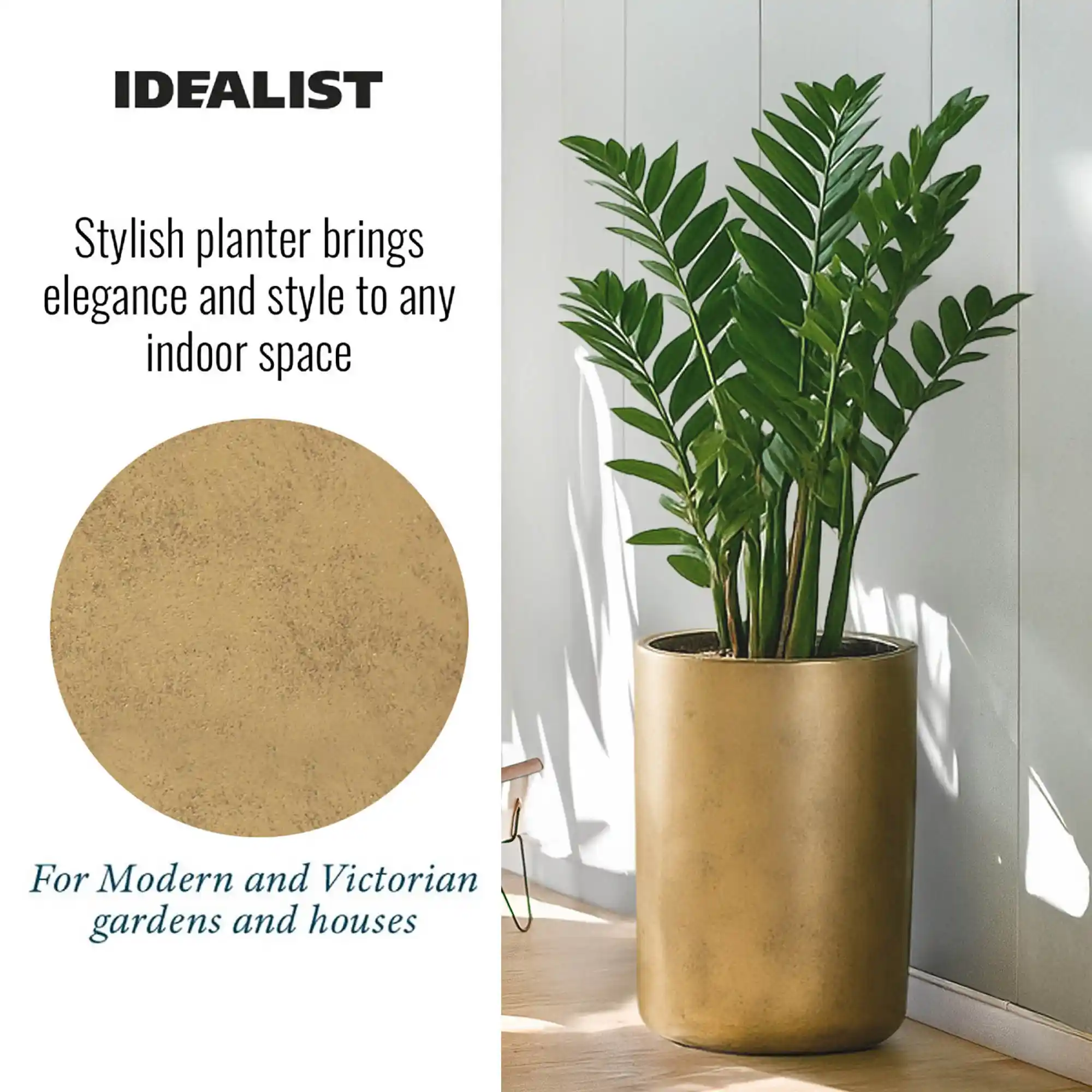 IDEALIST Lite Tall Round Metallic Indoor Planter