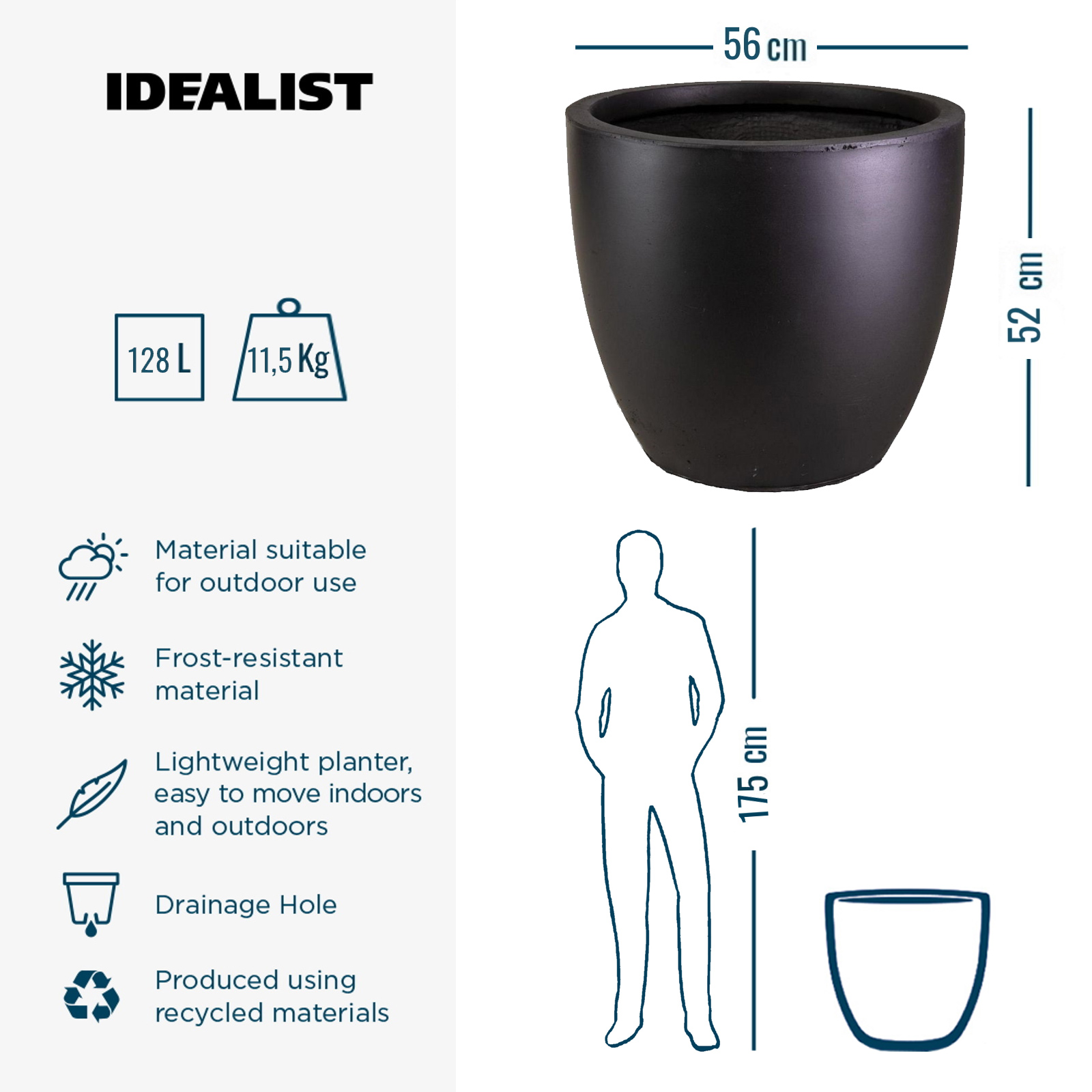 IDEALIST Lite Contemporary Light Concrete Egg Planter