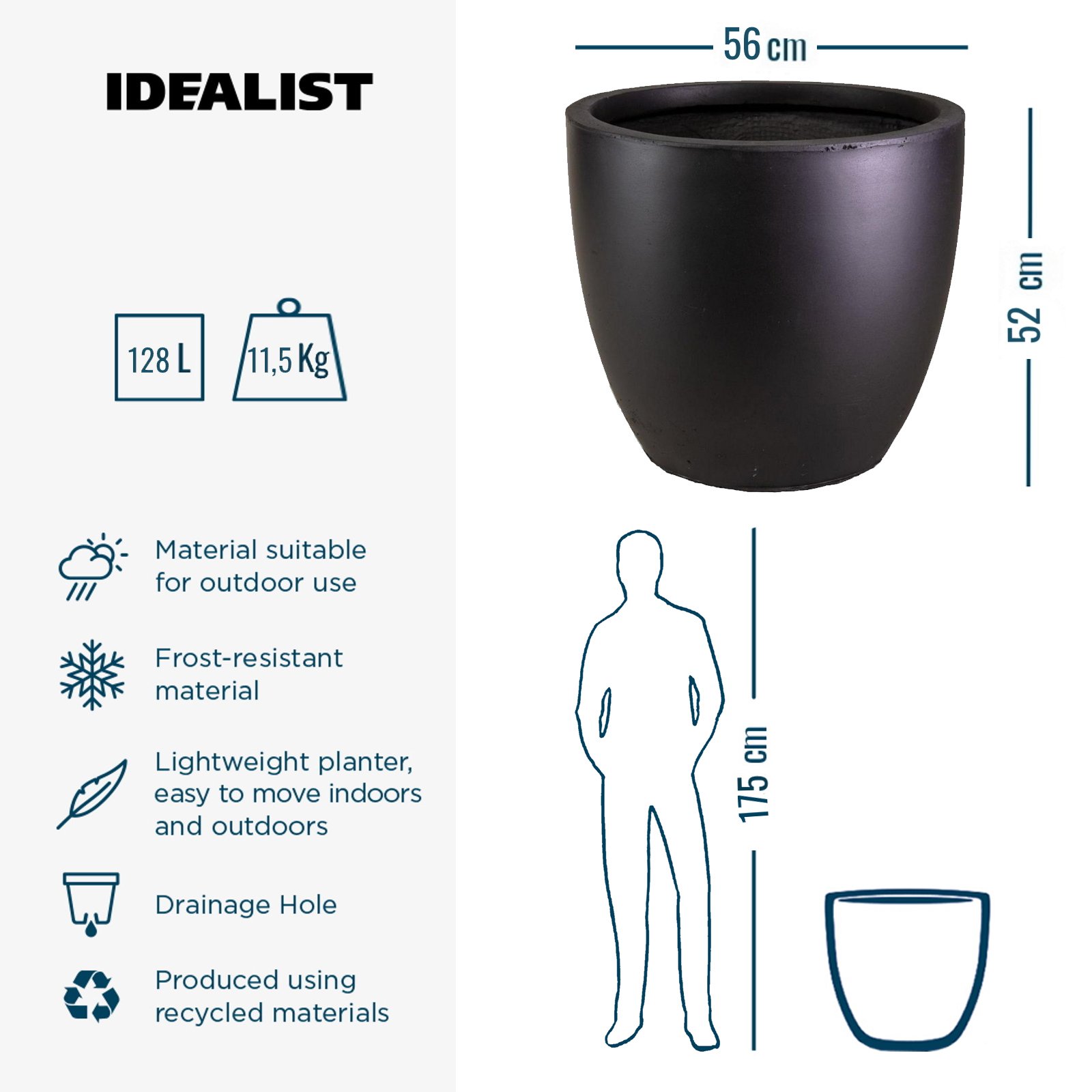 IDEALIST Lite Contemporary Light Concrete Egg Planter