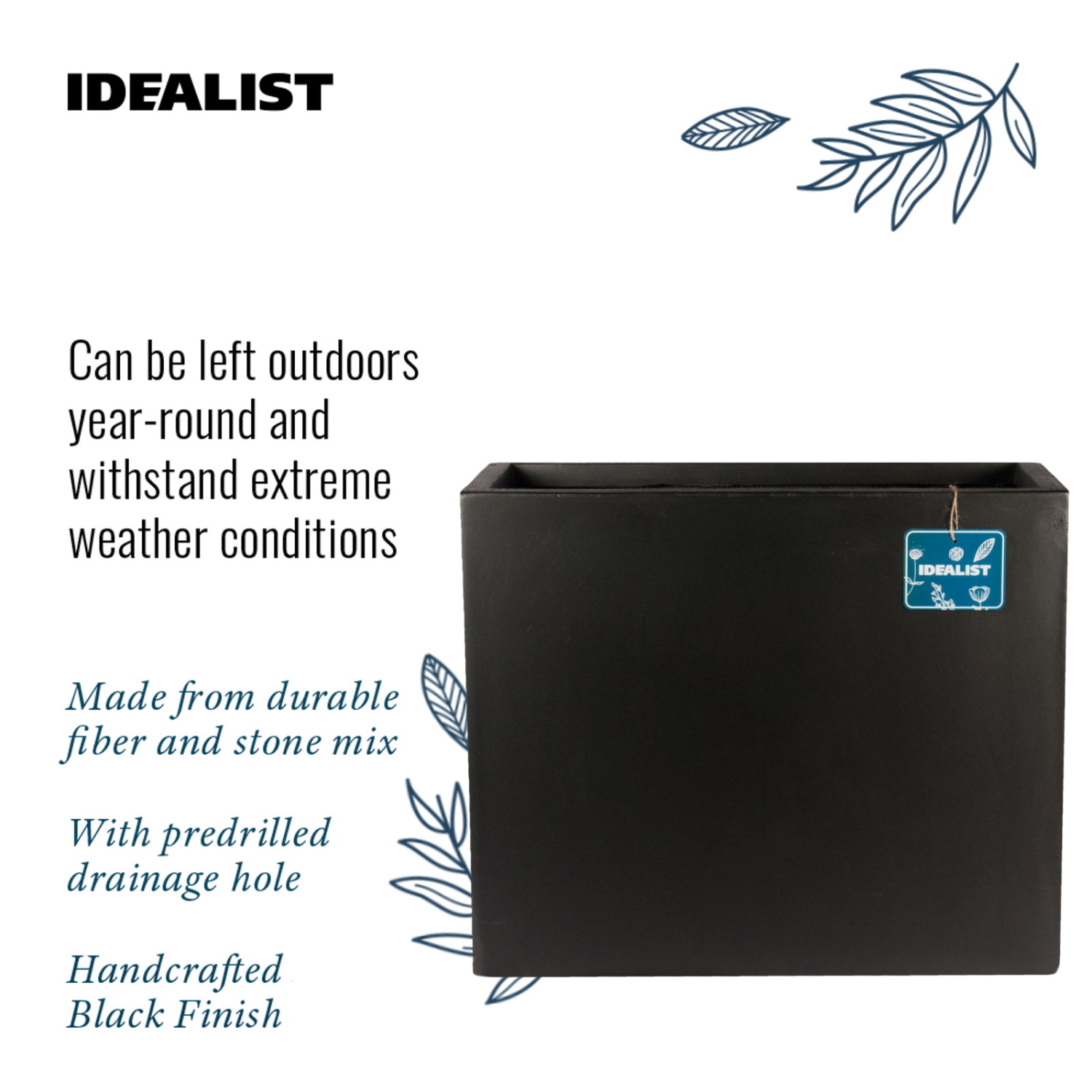 IDEALIST Lite Contemporary Light Concrete Trough Planter