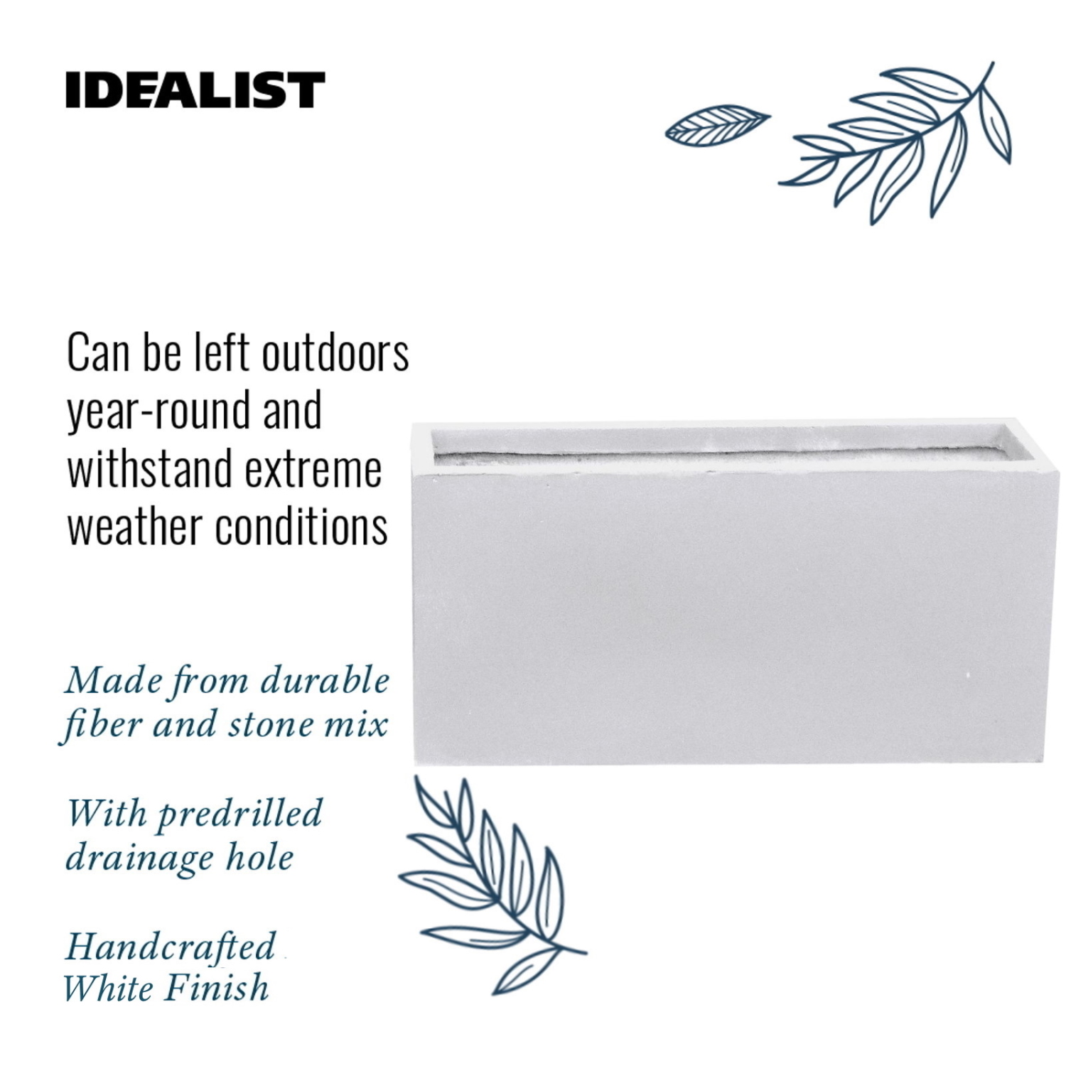 IDEALIST Lite Contemporary Light Concrete High Trough Planter