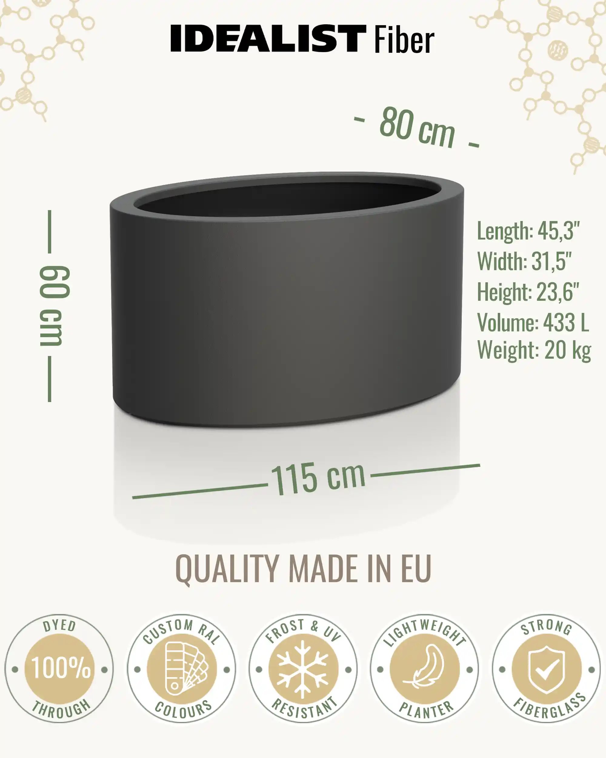 ELLI Oval Outdoor Fibreglass Planter